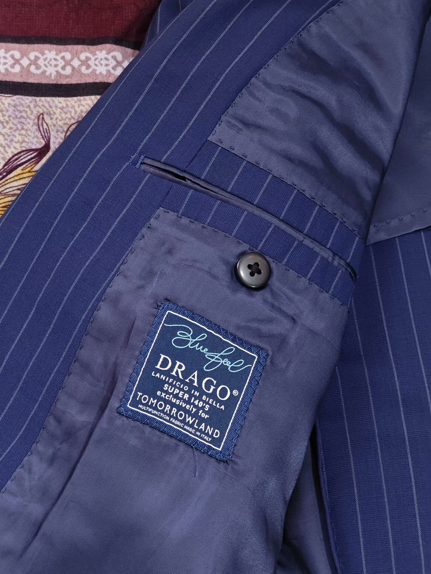 Tomorrowland Italian Drago Wool Suit in Blue Stripe Size US M / EU 48-50 / 2 - 7 Thumbnail