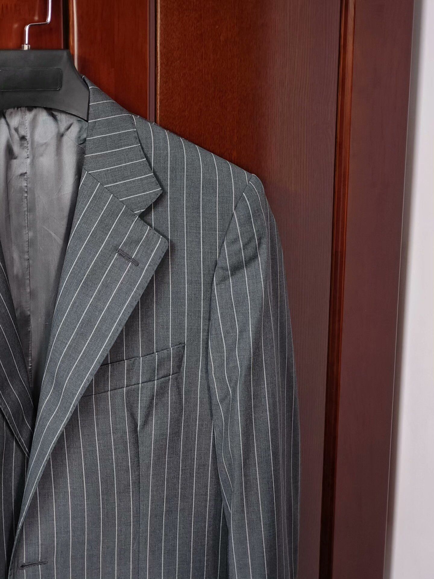 Lubiam Italian Gray Striped Wool Blazer Size US M / EU 48-50 / 2 - 2 Thumbnail