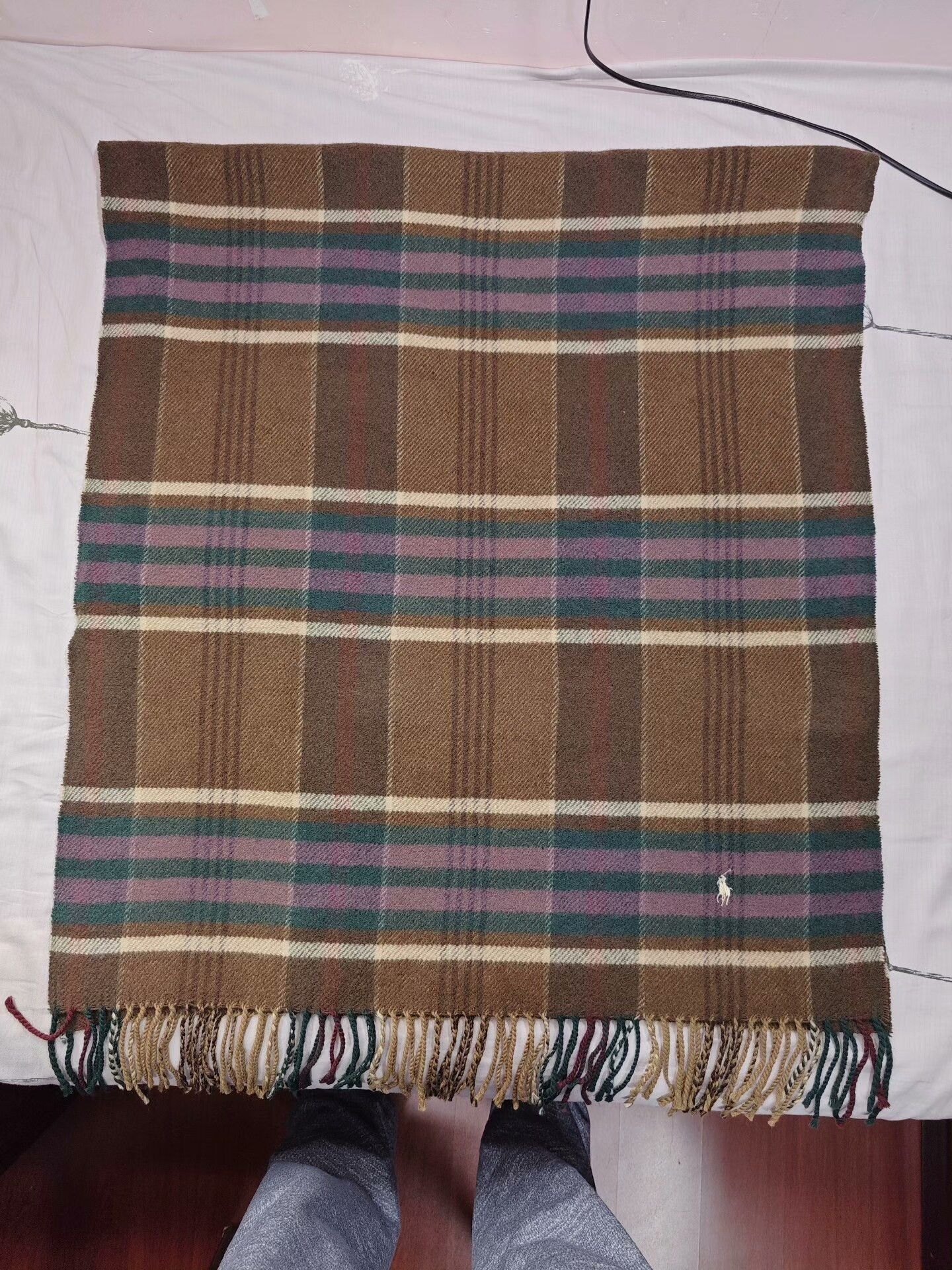 Ralph Lauren Ralph Lauren Brown Plaid Wool Shawl Size ONE SIZE - 2 Thumbnail