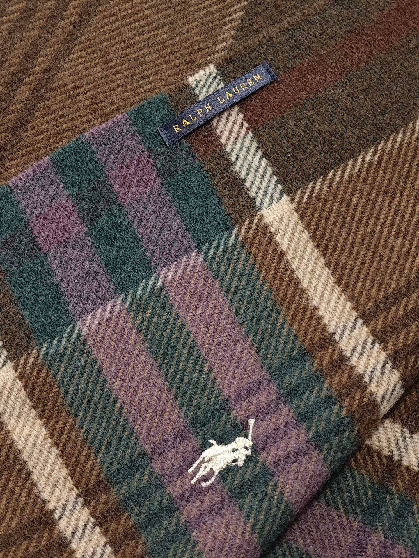 Ralph Lauren Ralph Lauren Brown Plaid Wool Shawl Size ONE SIZE - 4 Thumbnail