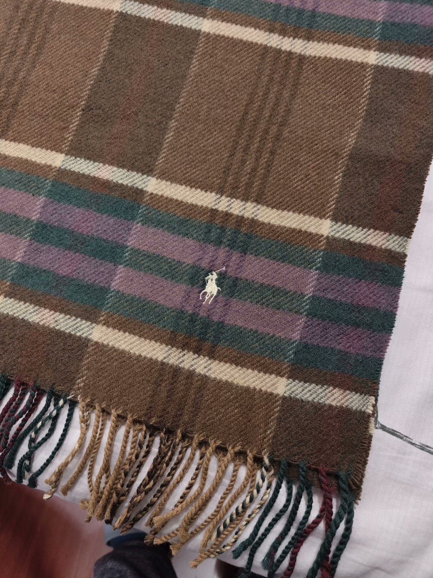Ralph Lauren Ralph Lauren Brown Plaid Wool Shawl Size ONE SIZE - 3 Thumbnail