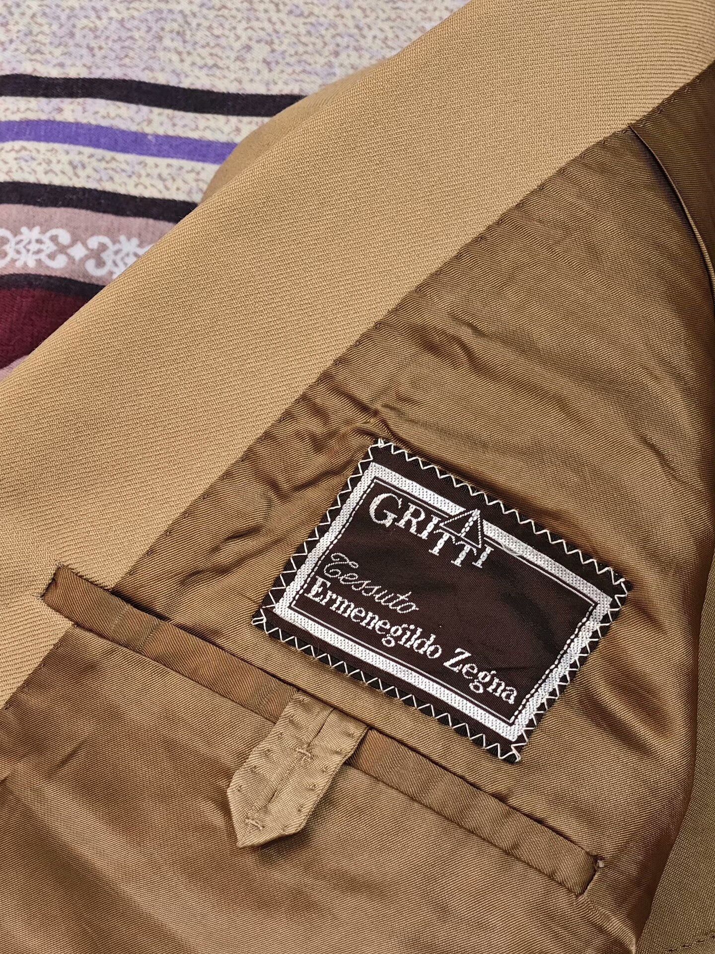 Ermenegildo Zegna Zegna Beige Wool Blend Suit Jacket Size US S / EU 44-46 / 1 - 7 Thumbnail