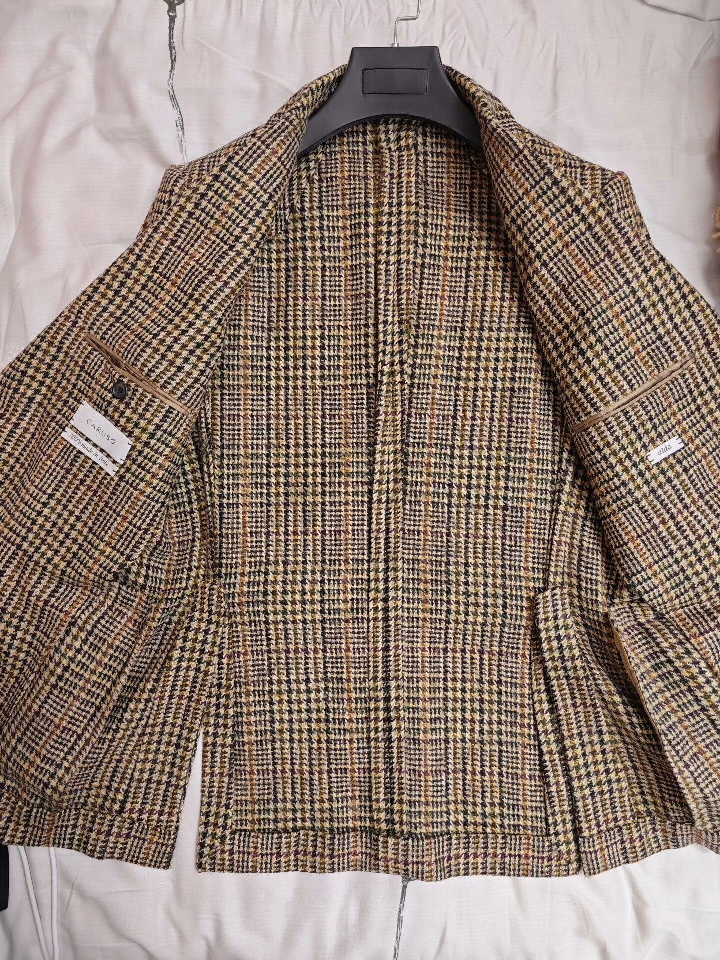 Caruso Caruso Brown Houndstooth Wool Blazer Size US S / EU 44-46 / 1 - 6 Thumbnail