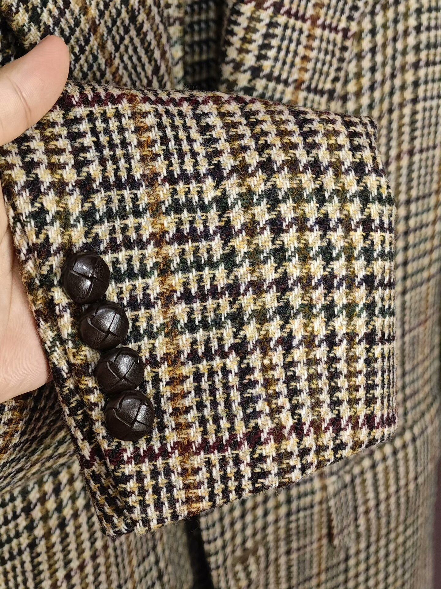 Caruso Caruso Brown Houndstooth Wool Blazer Size US S / EU 44-46 / 1 - 4 Thumbnail