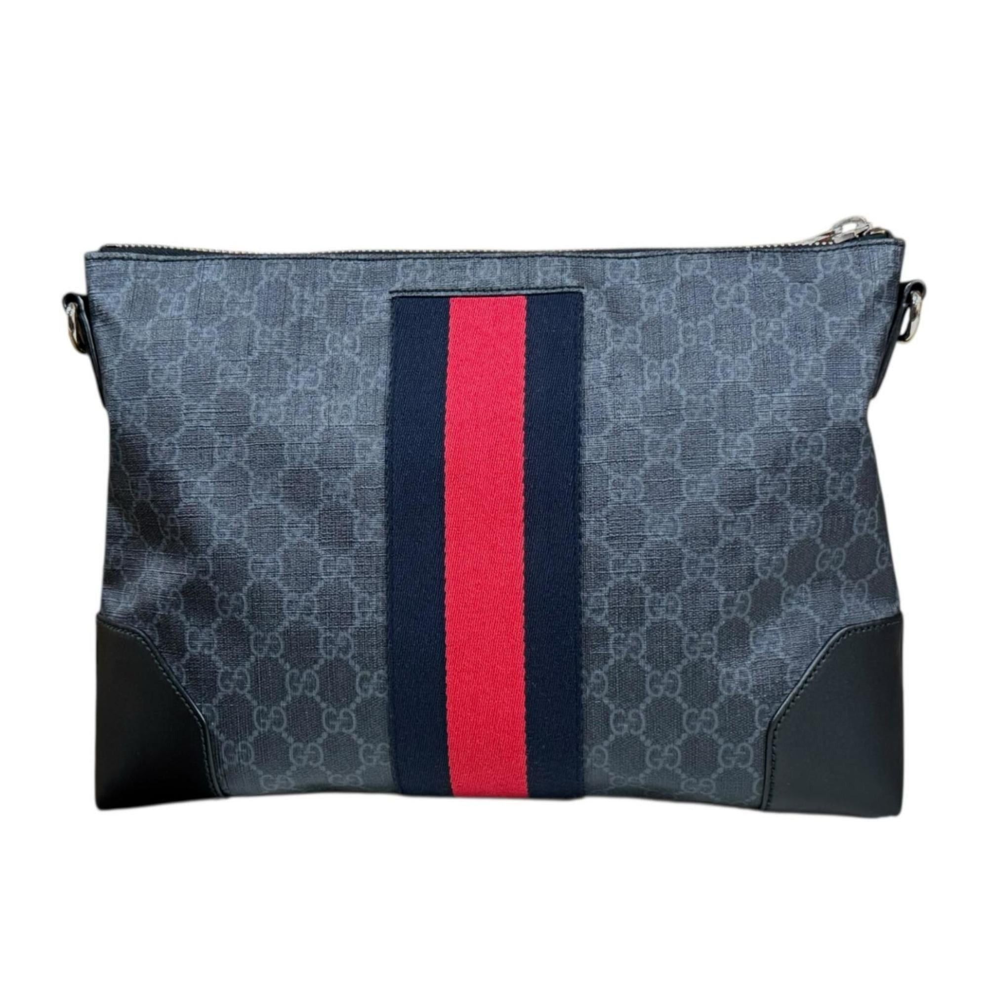 Gucci Gucci GG Supreme Sherry Line Shoulder Bag, Canvas 474139, Black, Men's, Pre-owned Size ONE SIZE - 3 Thumbnail