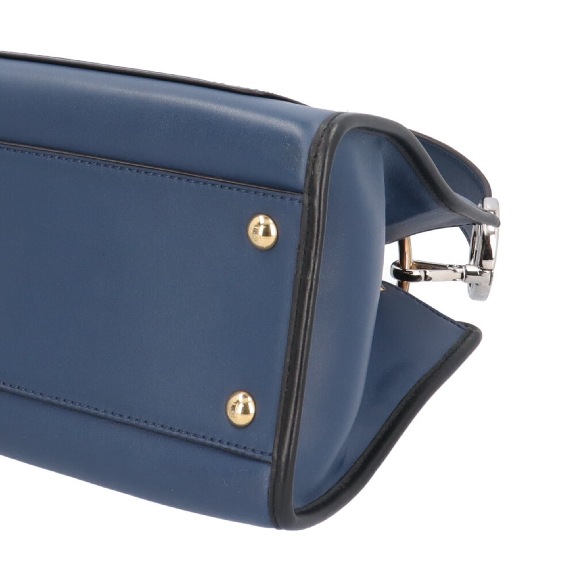 Fendi Fendi Runaway Small Shoulder Bag, Leather, 8BH344, Navy, Women's, Pre-owned, 2-Way Size ONE SIZE - 8 Thumbnail