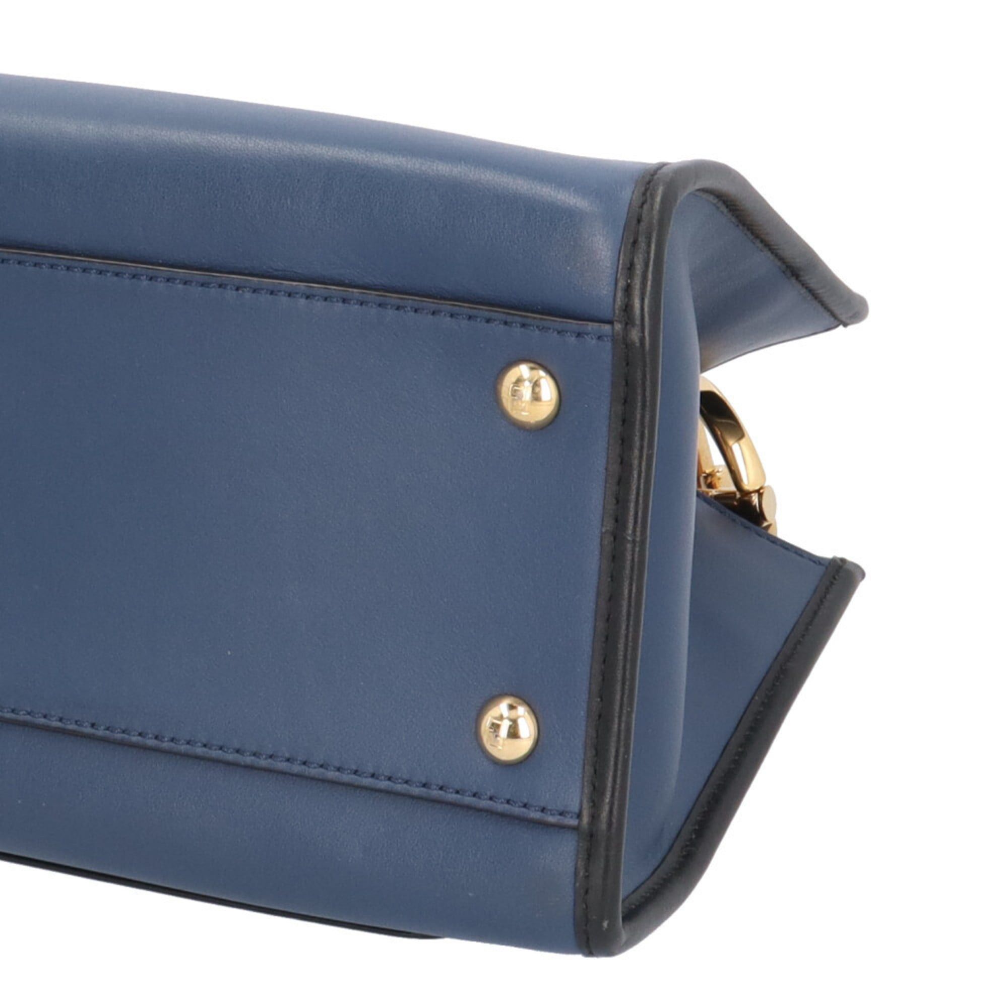 Fendi Fendi Runaway Small Shoulder Bag, Leather, 8BH344, Navy, Women's, Pre-owned, 2-Way Size ONE SIZE - 9 Thumbnail