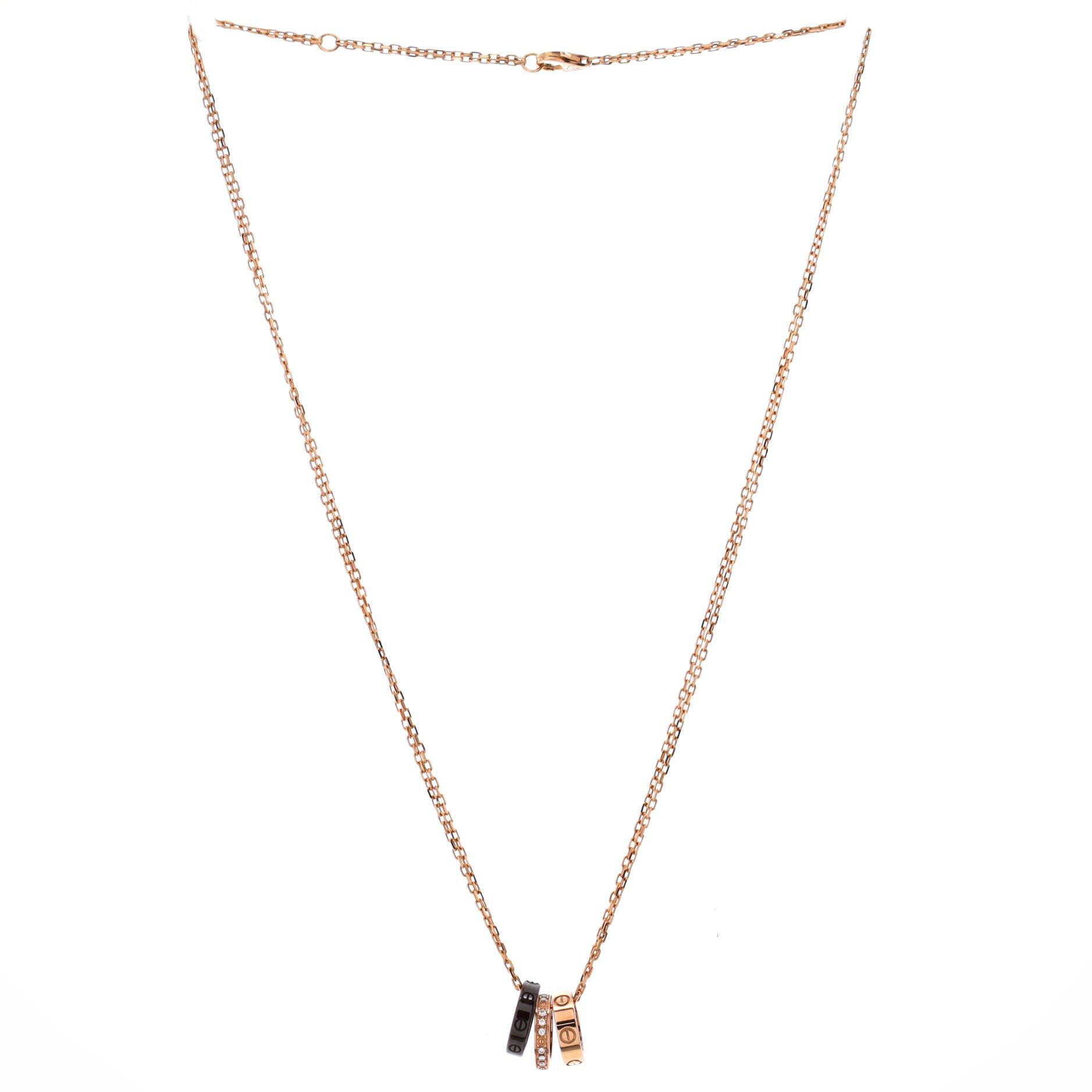 Cartier Love 3 Ring Pendant Necklace Size ONE SIZE - 2 Thumbnail