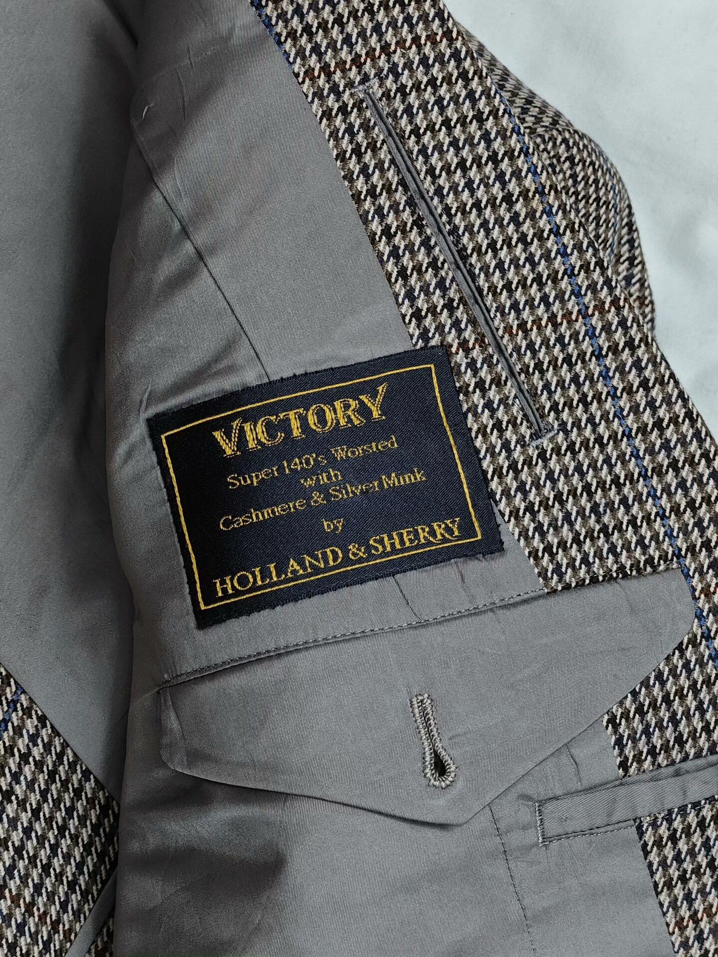 Holland & Sherry Custom Holland Sherry Gray Houndstooth Suit Size US M / EU 48-50 / 2 - 7 Thumbnail