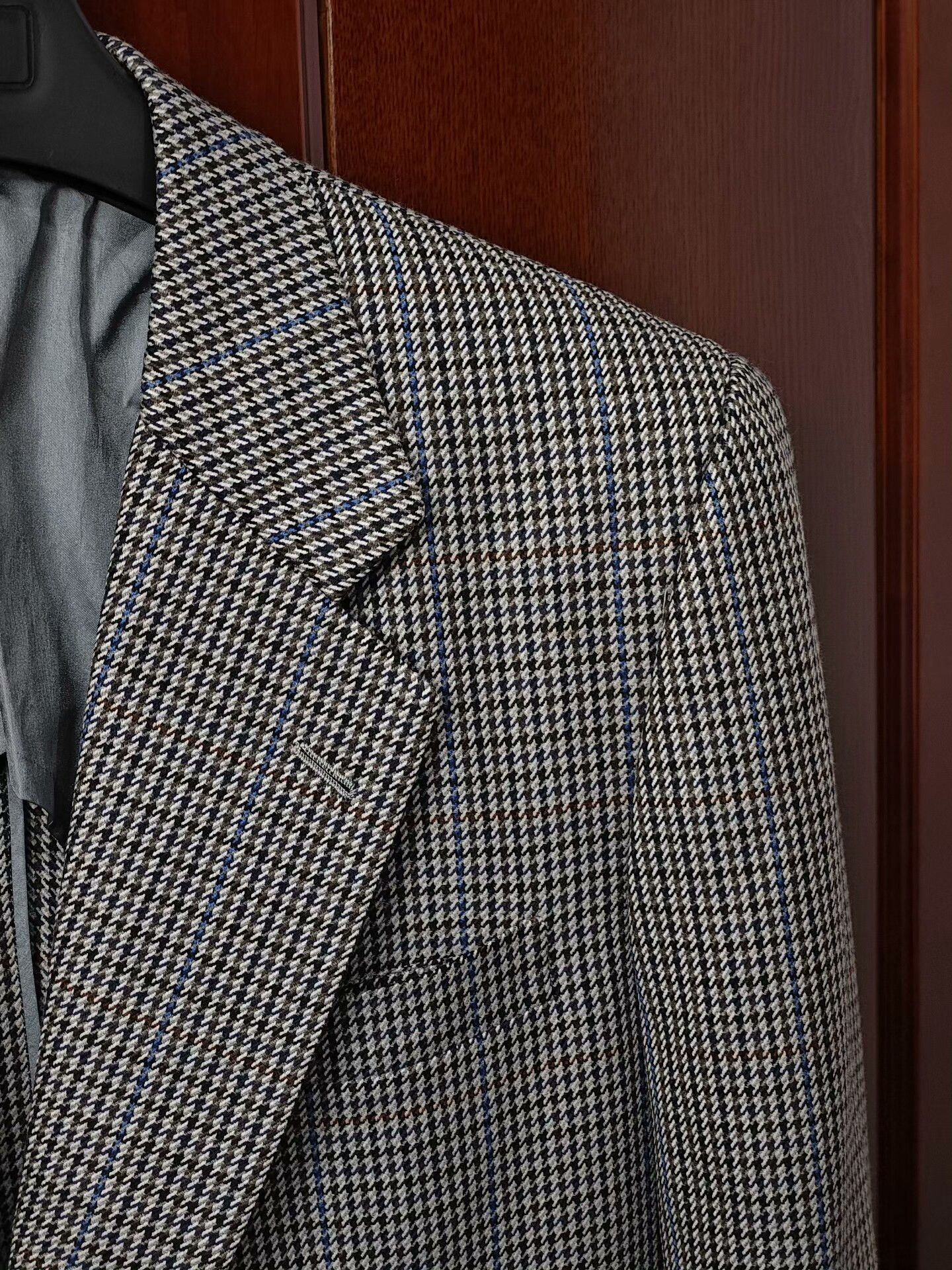 Holland & Sherry Custom Holland Sherry Gray Houndstooth Suit Size US M / EU 48-50 / 2 - 2 Thumbnail
