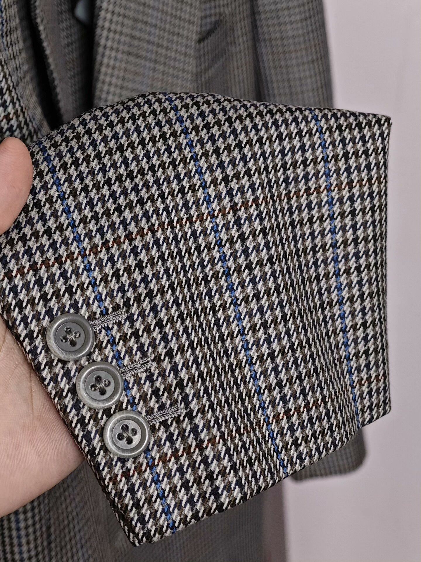 Holland & Sherry Custom Holland Sherry Gray Houndstooth Suit Size US M / EU 48-50 / 2 - 4 Thumbnail