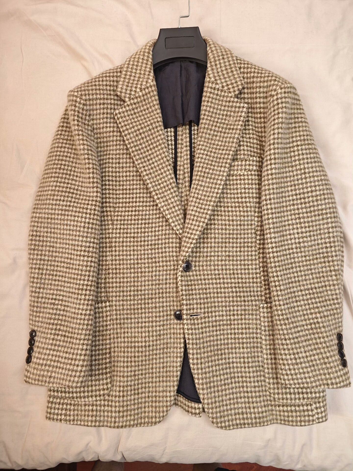 Tomorrowland Beige Houndstooth Wool Blend Suit Jacket Size US M / EU 48-50 / 2 - 5 Thumbnail