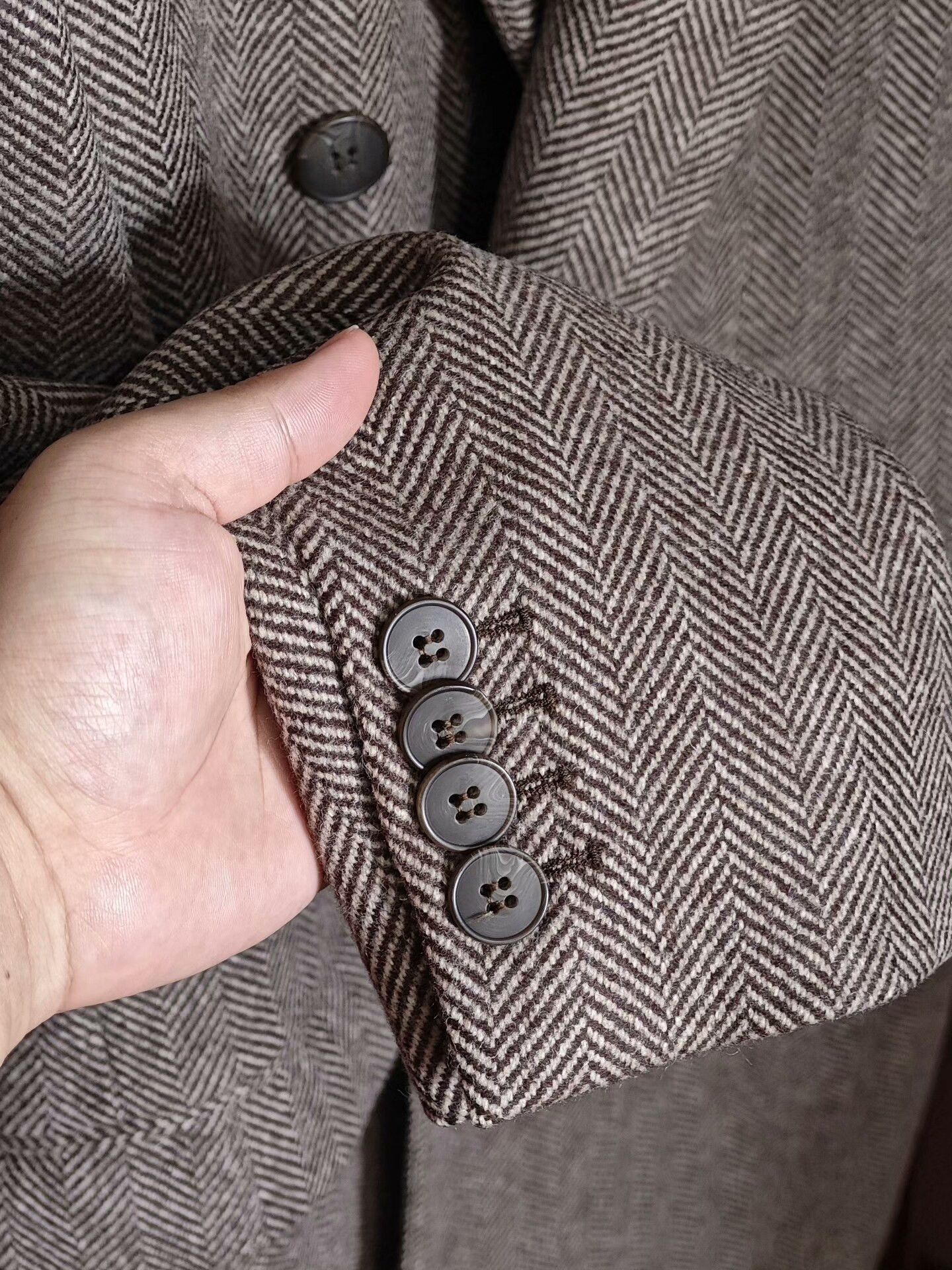 agnes b. Double-Breasted Herringbone Wool Coat Size US M / EU 48-50 / 2 - 5 Thumbnail