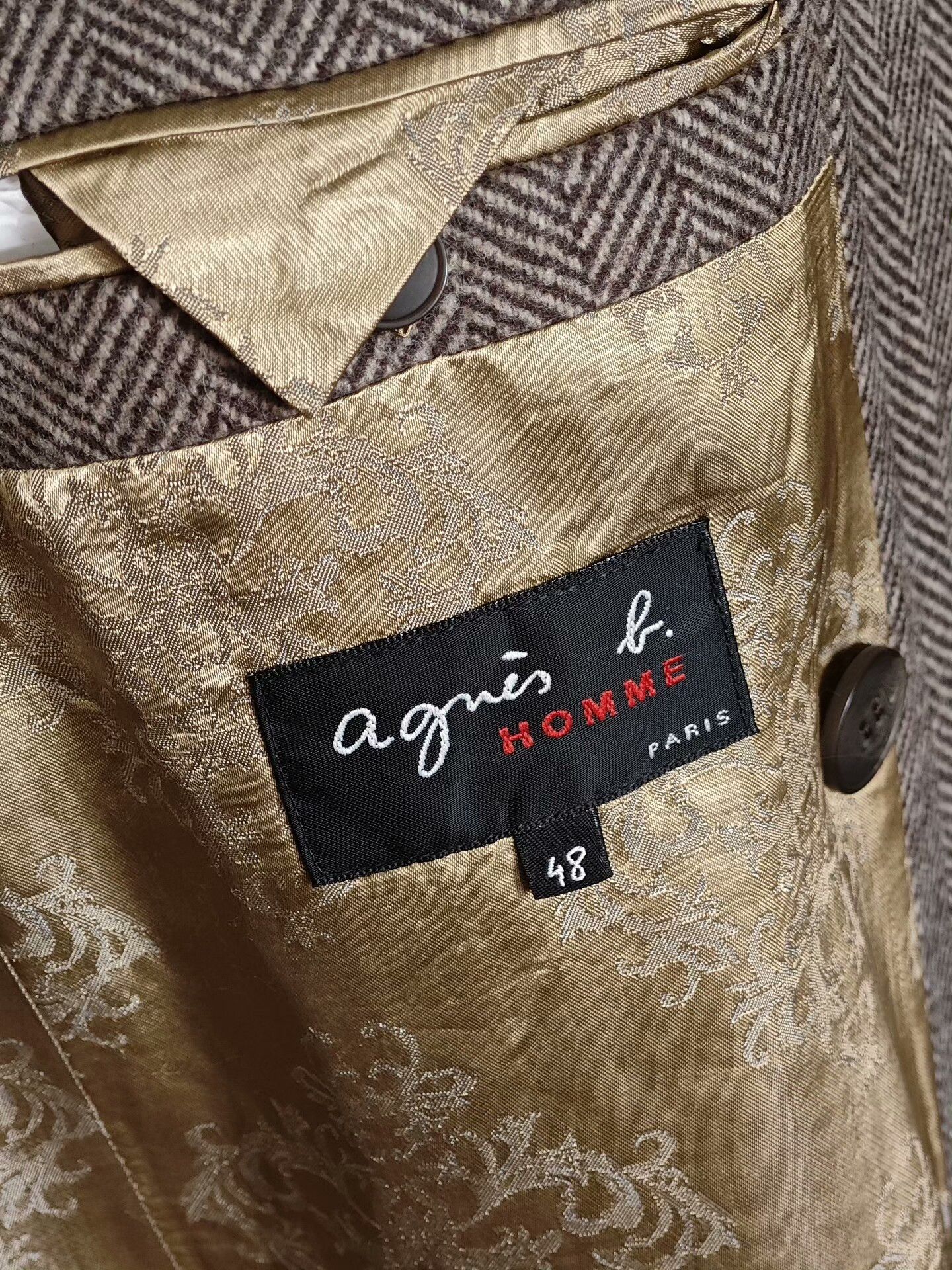 agnes b. Double-Breasted Herringbone Wool Coat Size US M / EU 48-50 / 2 - 7 Thumbnail