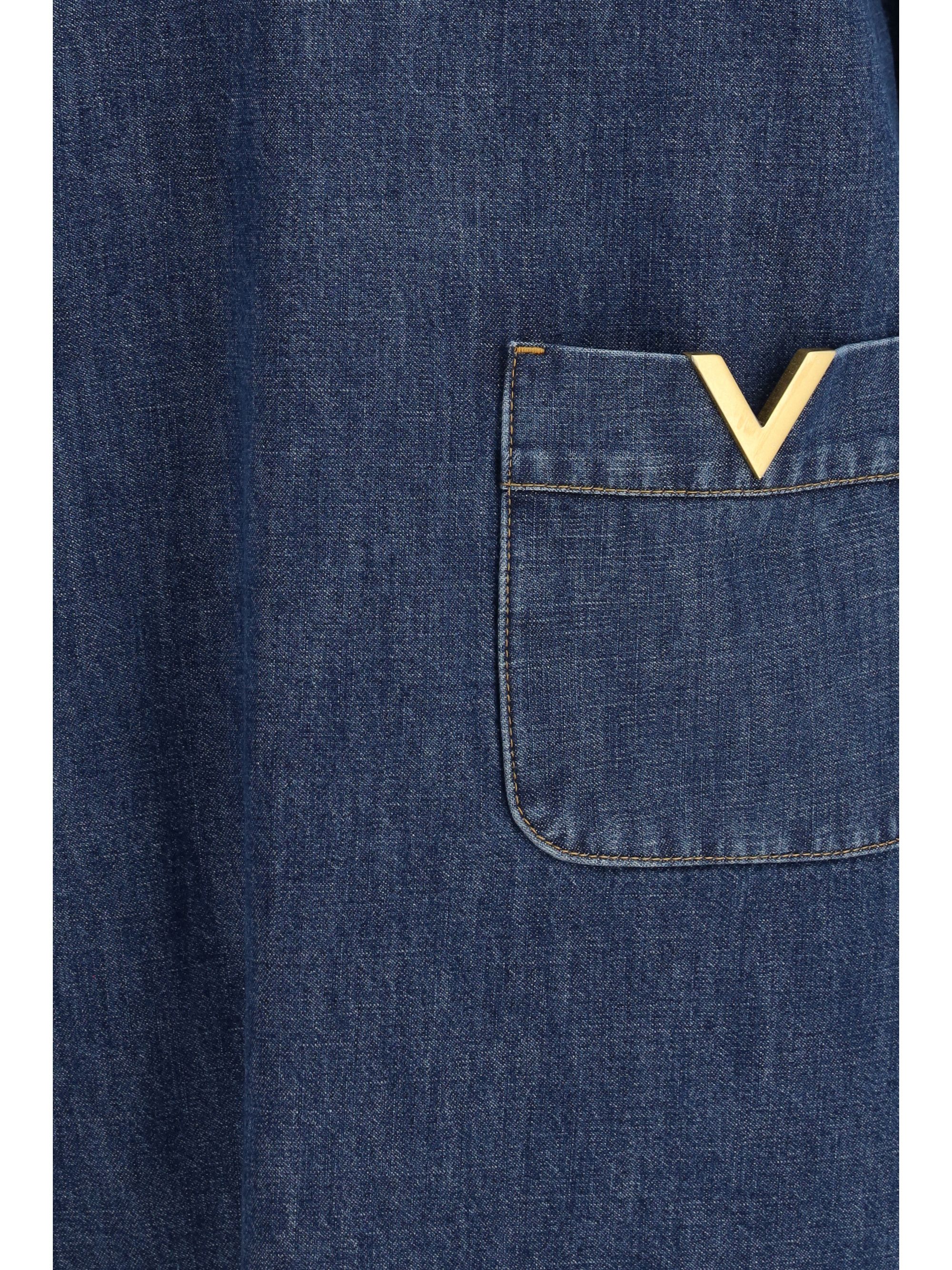 Valentino Denim Dress Size L / US 10 / IT 46 - 3 Thumbnail
