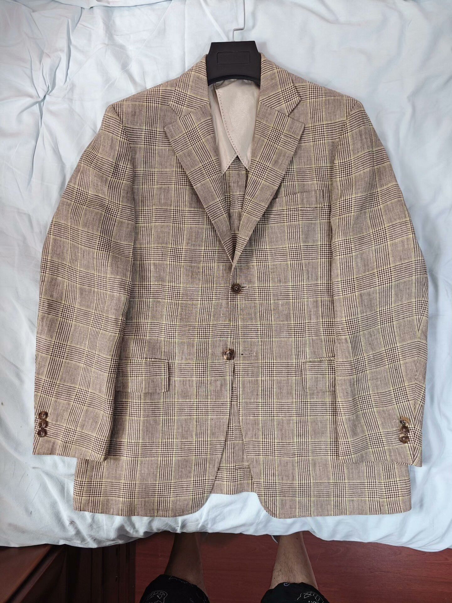 Morgano Italian Linen Checkered Blazer Size US L / EU 52-54 / 3 - 5 Thumbnail