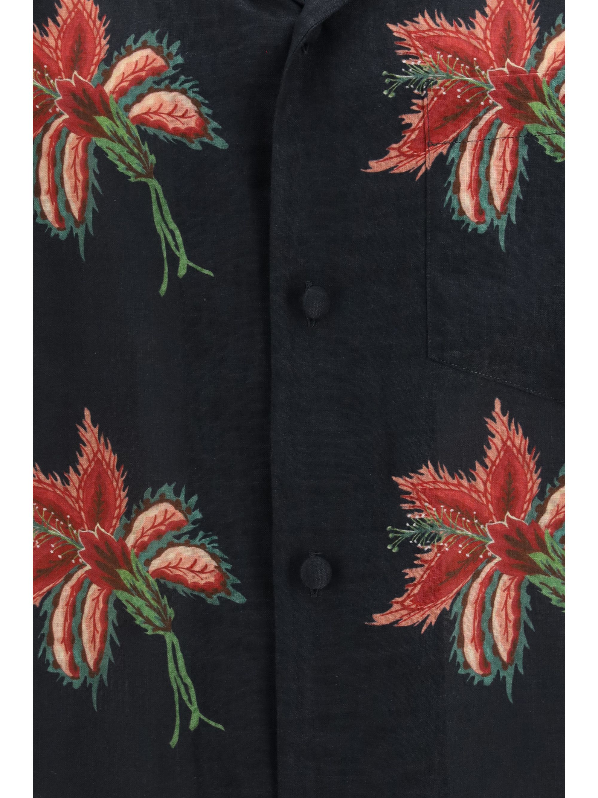 Valentino Papier Floral print linen bowling Shirt Size US M / EU 48-50 / 2 - 3 Thumbnail