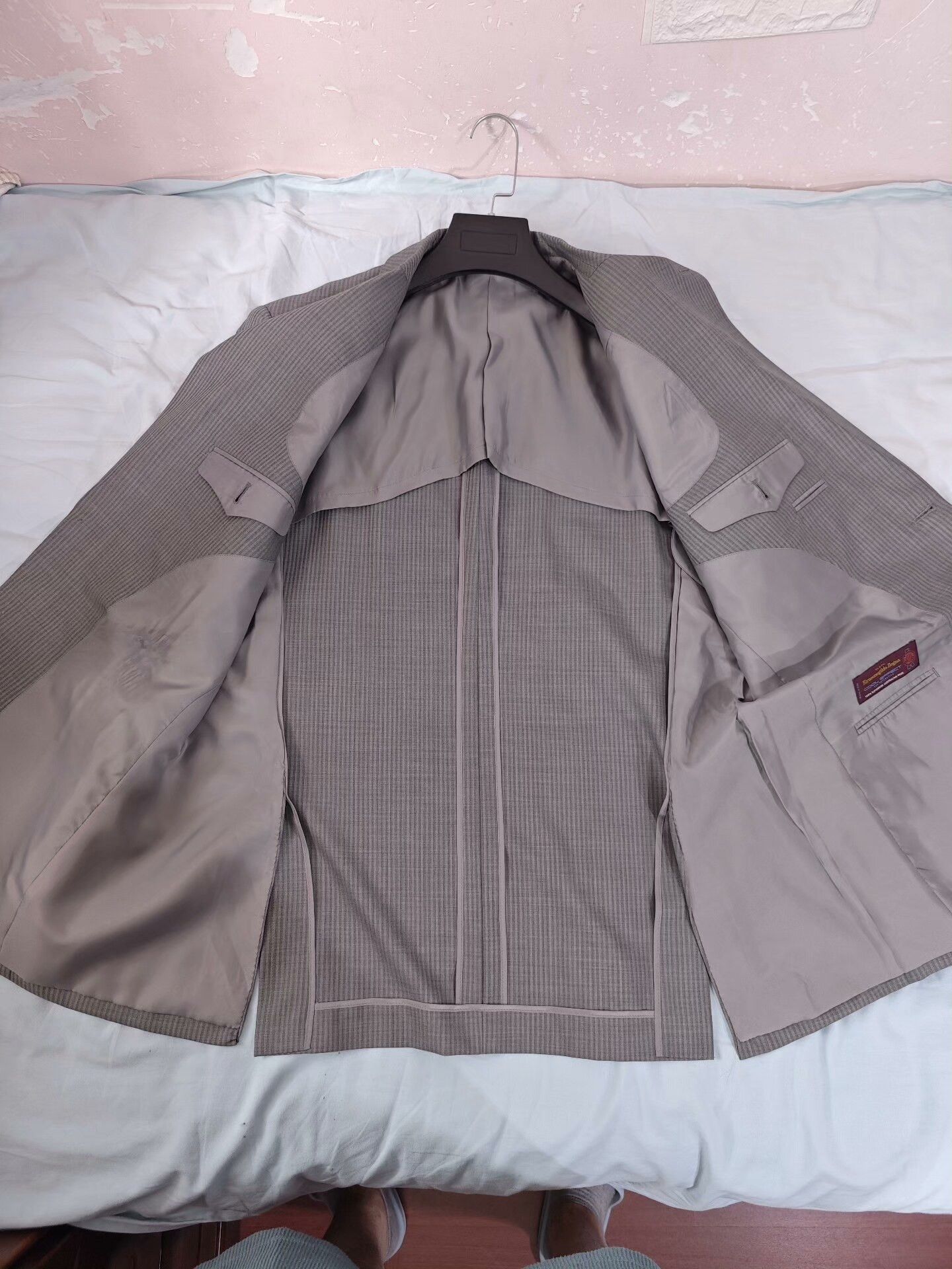 Ermenegildo Zegna Gray Striped Wool Suit Jacket Size US L / EU 52-54 / 3 - 6 Thumbnail