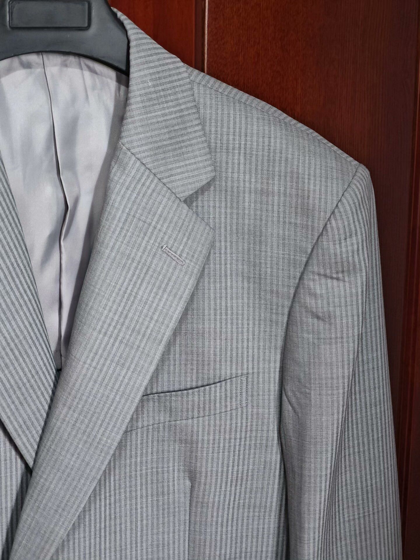 Ermenegildo Zegna Gray Striped Wool Suit Jacket Size US L / EU 52-54 / 3 - 2 Thumbnail