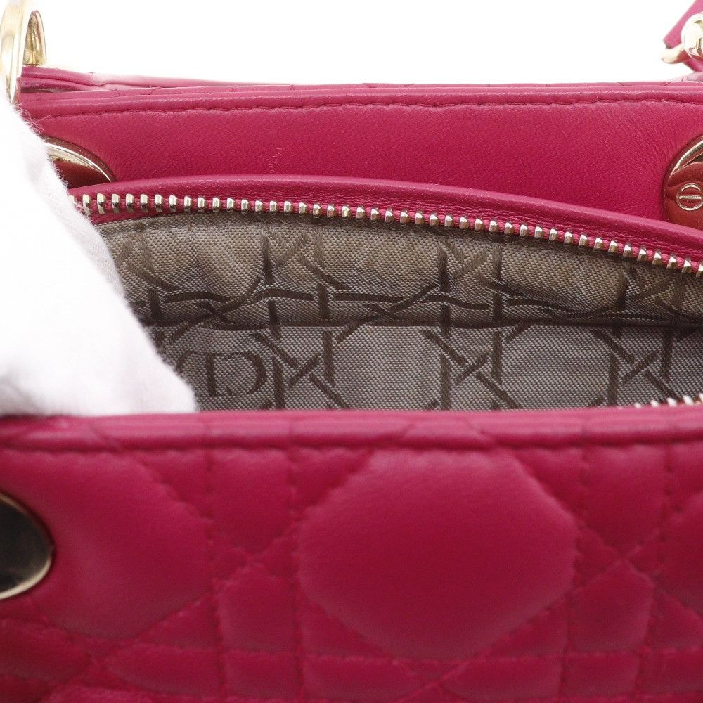Dior Dior Christian Dior Lady Dior Cannage Lambskin 2way bag Leather Handbag DUTY FREE for USA Size ONE SIZE - 9 Thumbnail