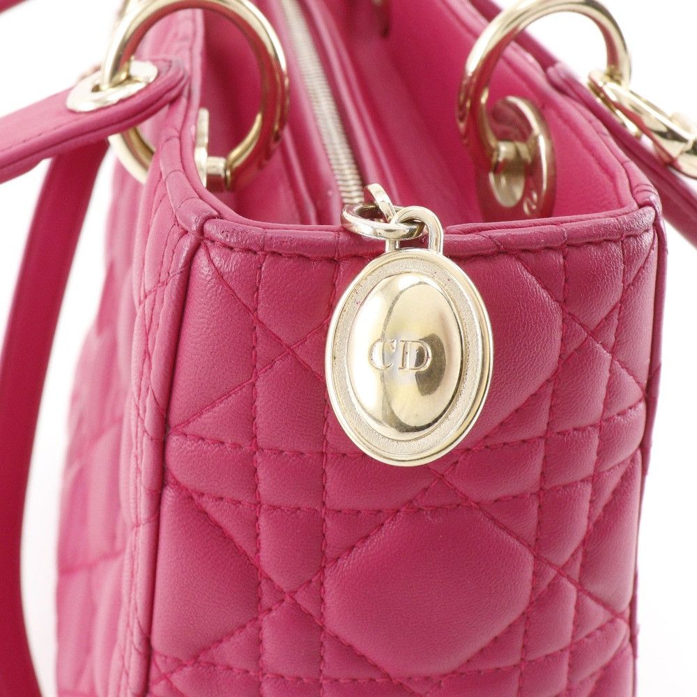 Dior Dior Christian Dior Lady Dior Cannage Lambskin 2way bag Leather Handbag DUTY FREE for USA Size ONE SIZE - 12 Thumbnail
