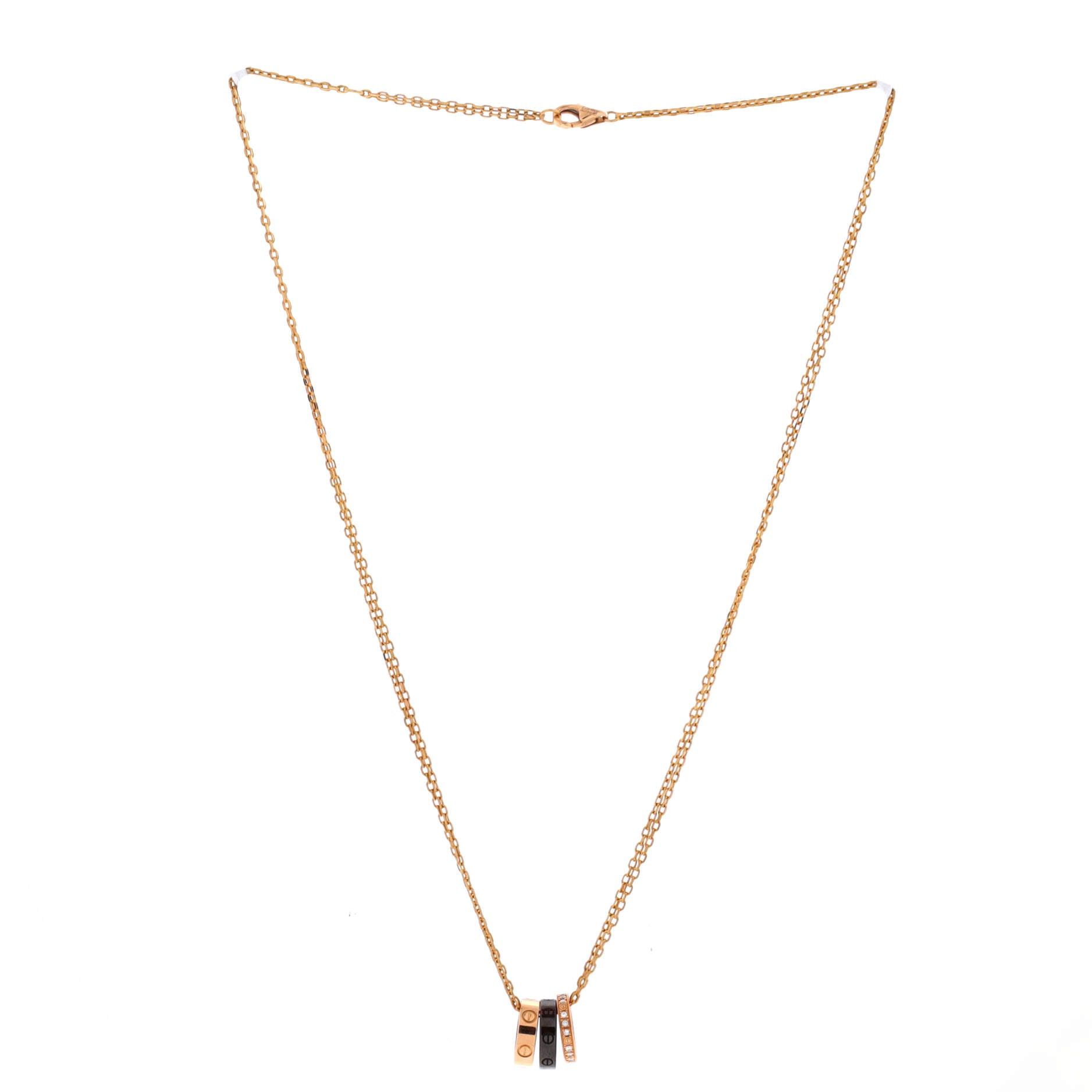 Cartier Love 3 Ring Pendant Necklace Size ONE SIZE - 3 Thumbnail