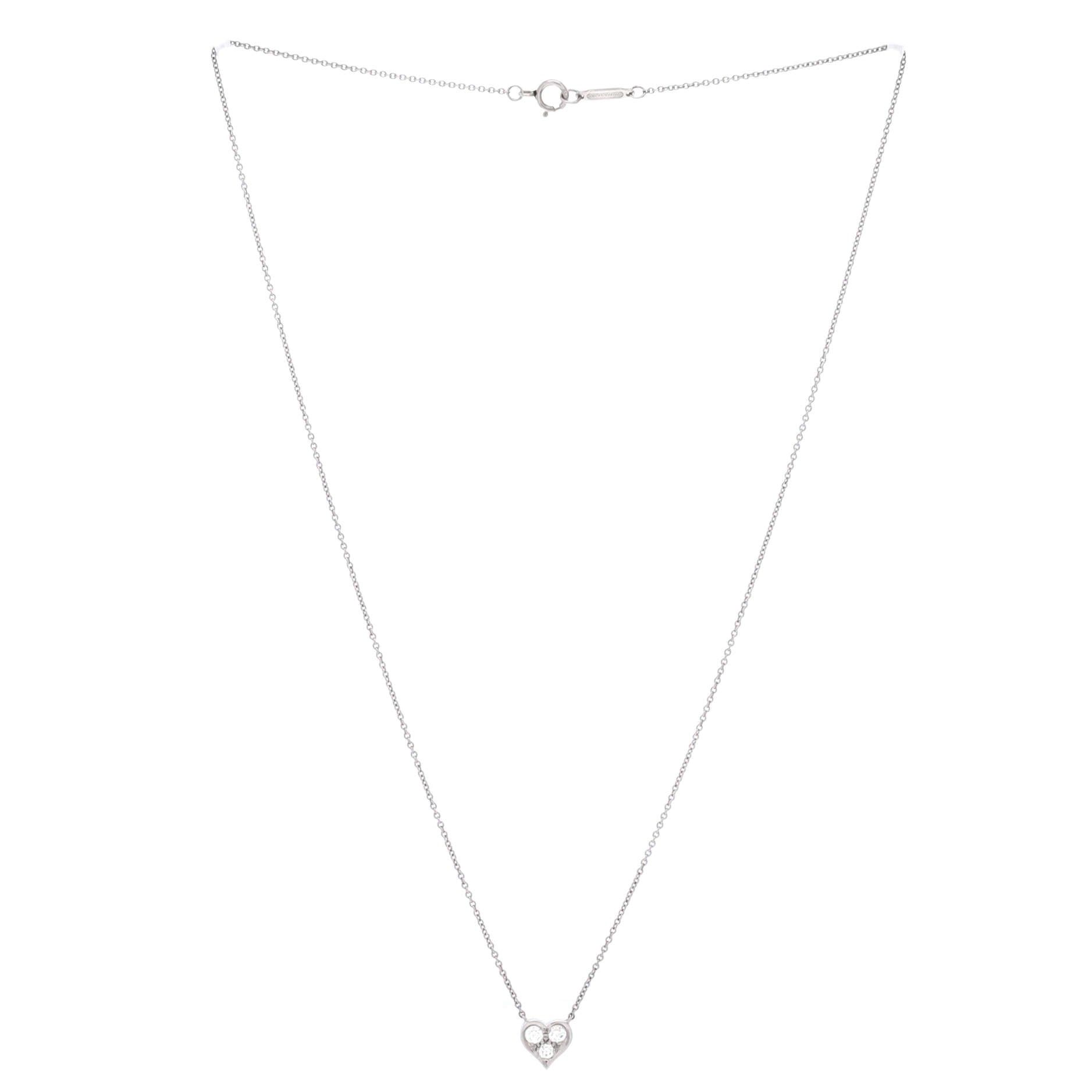 Tiffany & Co. Heart 3 Diamond Pendant Necklace Size ONE SIZE - 2 Thumbnail