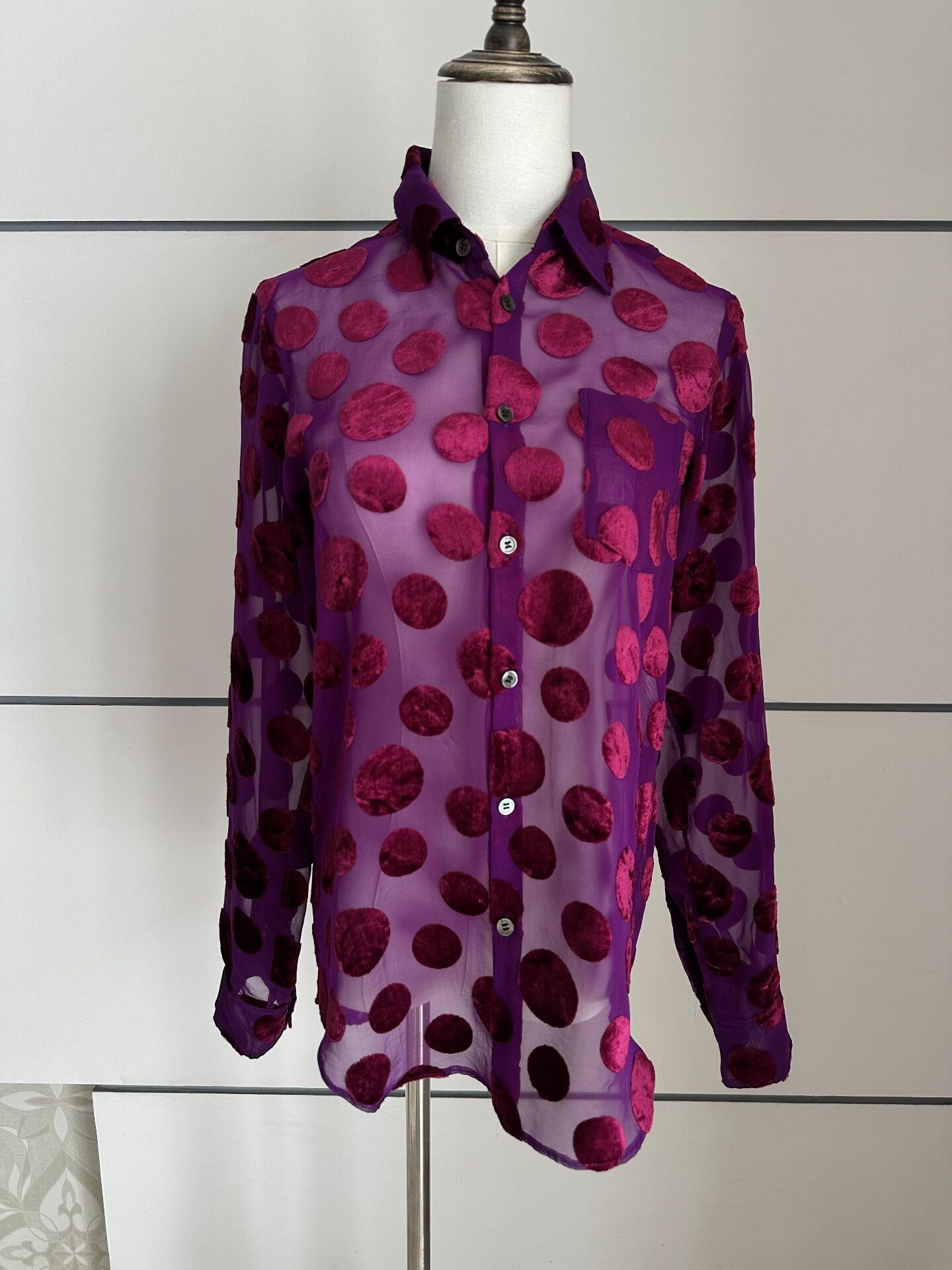 Junya Watanabe Junya Watanabe Velvet Polka Dot Shirt Size S / US 4 / IT 40 - 2 Thumbnail
