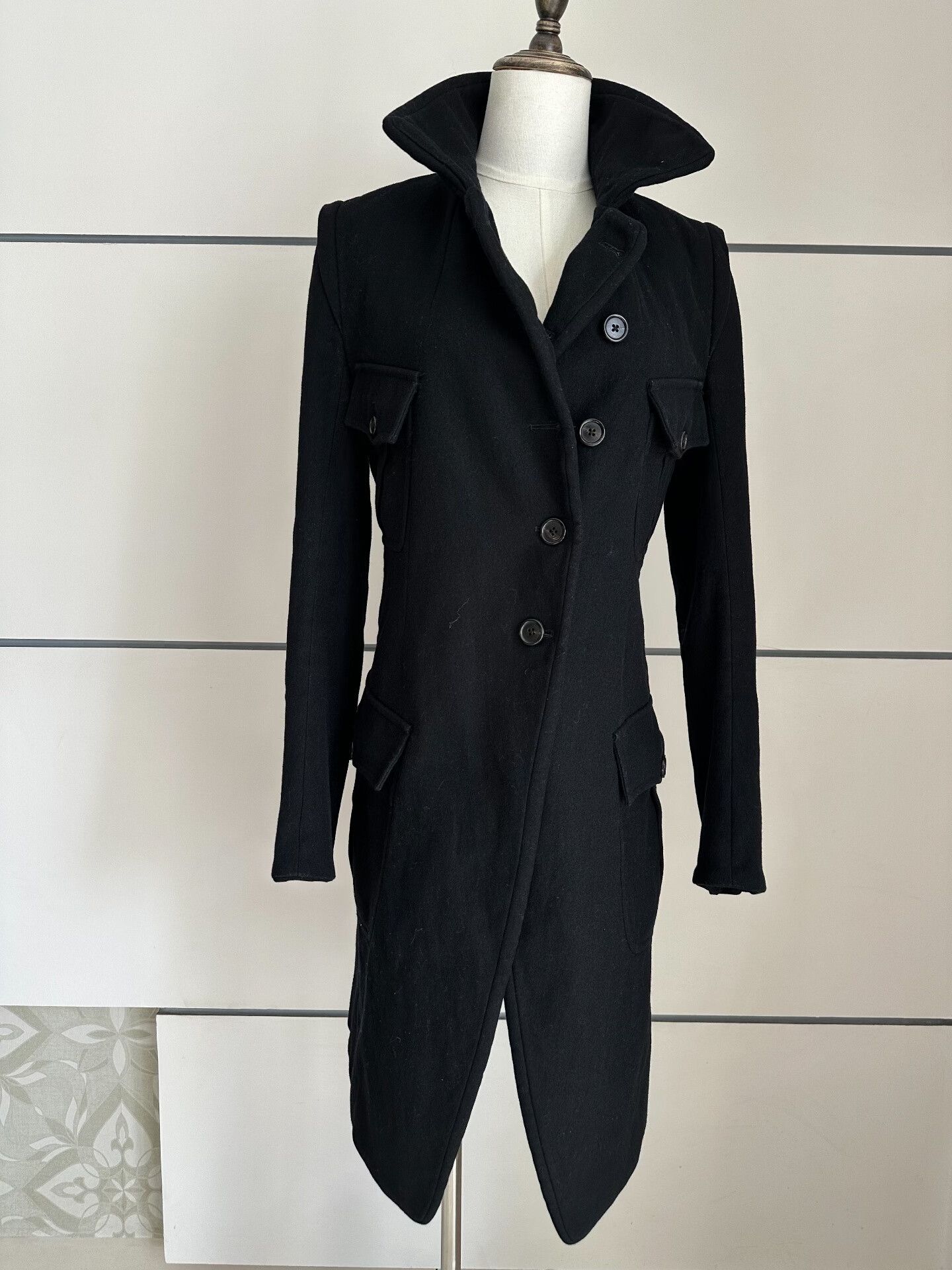 Ann Demeulemeester Ann Demeulemeester Black Coat with Pockets Size XS / US 0-2 / IT 36-38 - 6 Thumbnail