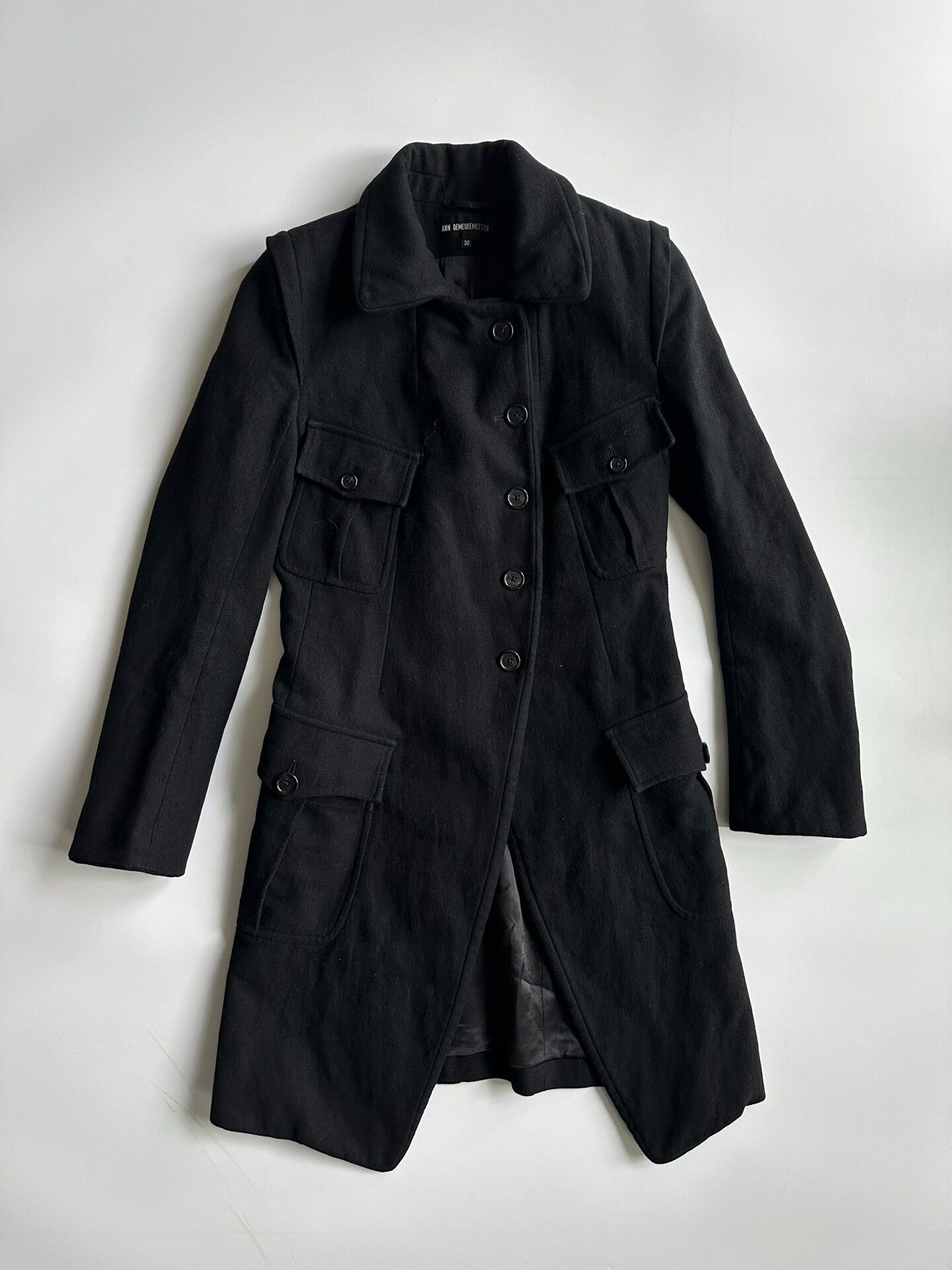 Ann Demeulemeester Ann Demeulemeester Black Coat with Pockets Size XS / US 0-2 / IT 36-38 - 2 Thumbnail