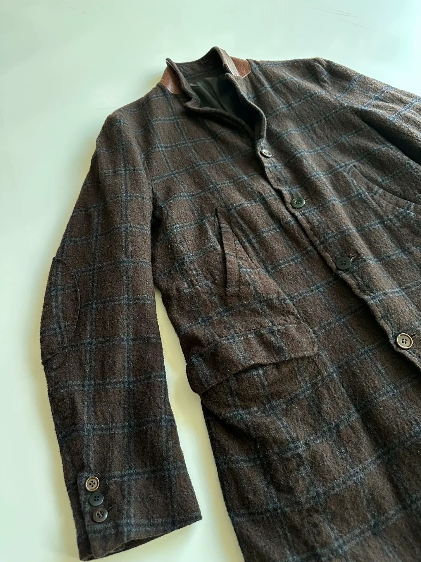Undercover UNDERCOVER Leather Collar Check Coat Size US M / EU 48-50 / 2 - 3 Thumbnail