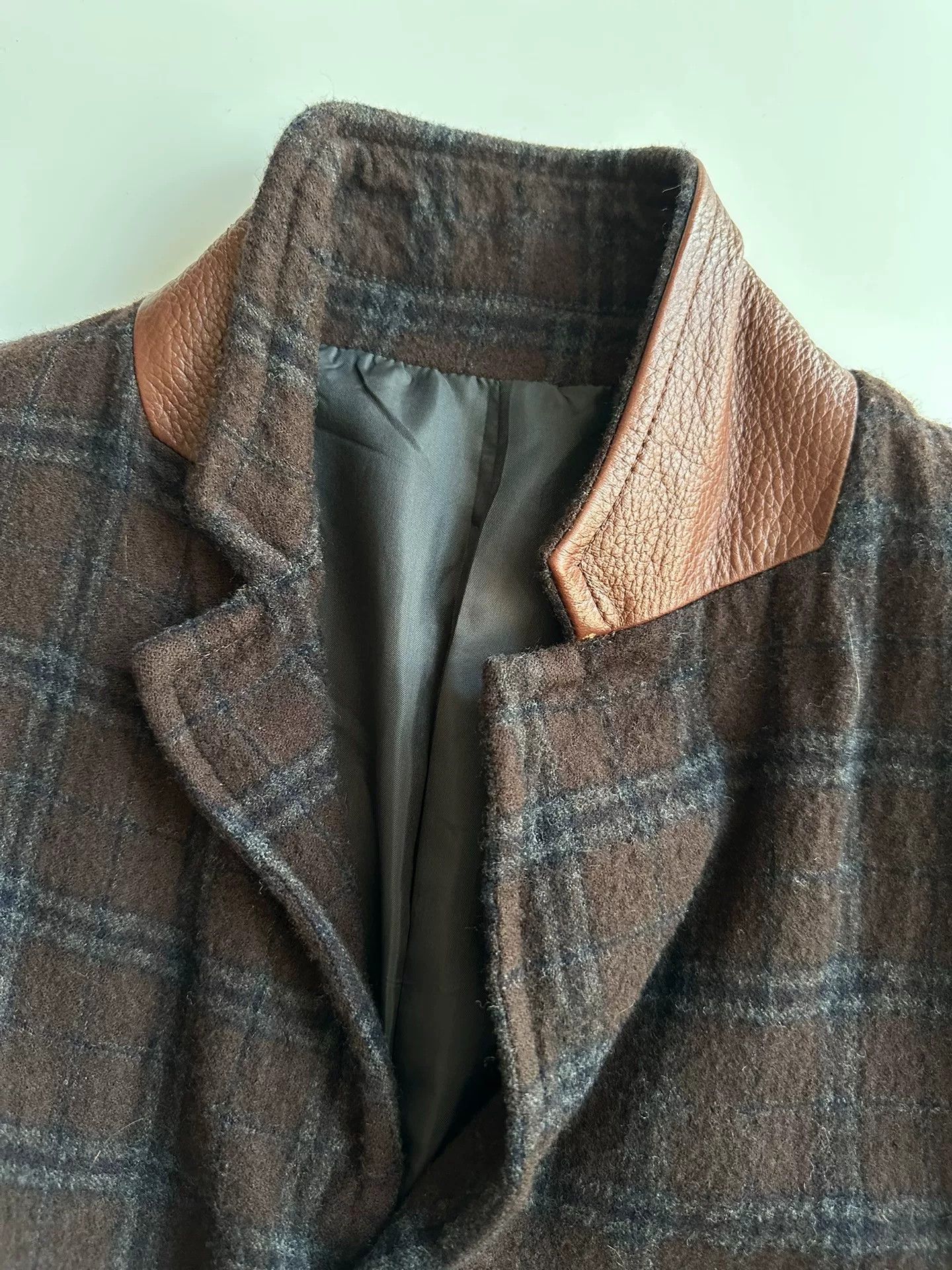 Undercover UNDERCOVER Leather Collar Check Coat Size US M / EU 48-50 / 2 - 7 Thumbnail