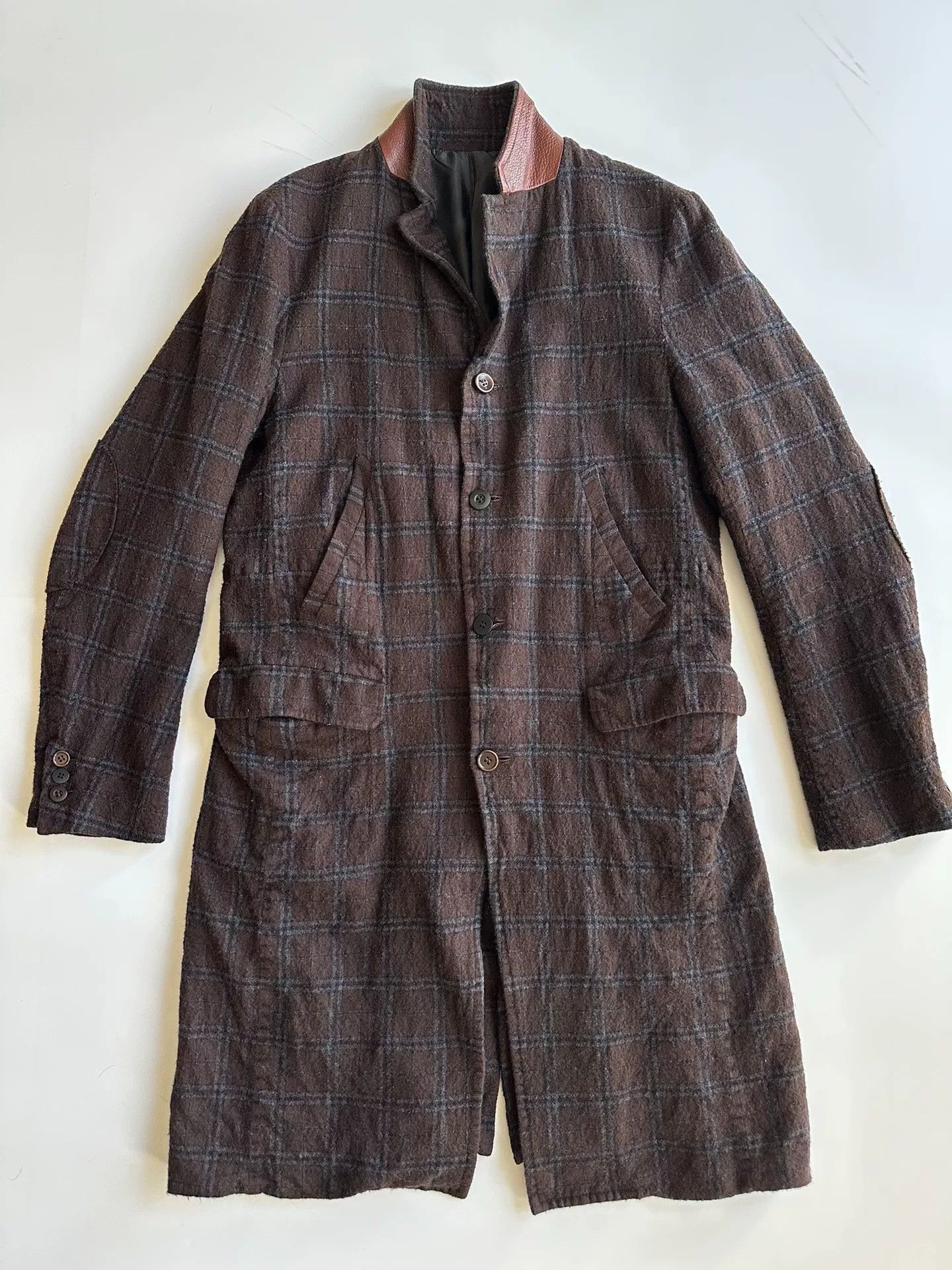 Undercover UNDERCOVER Leather Collar Check Coat Size US M / EU 48-50 / 2 - 2 Thumbnail