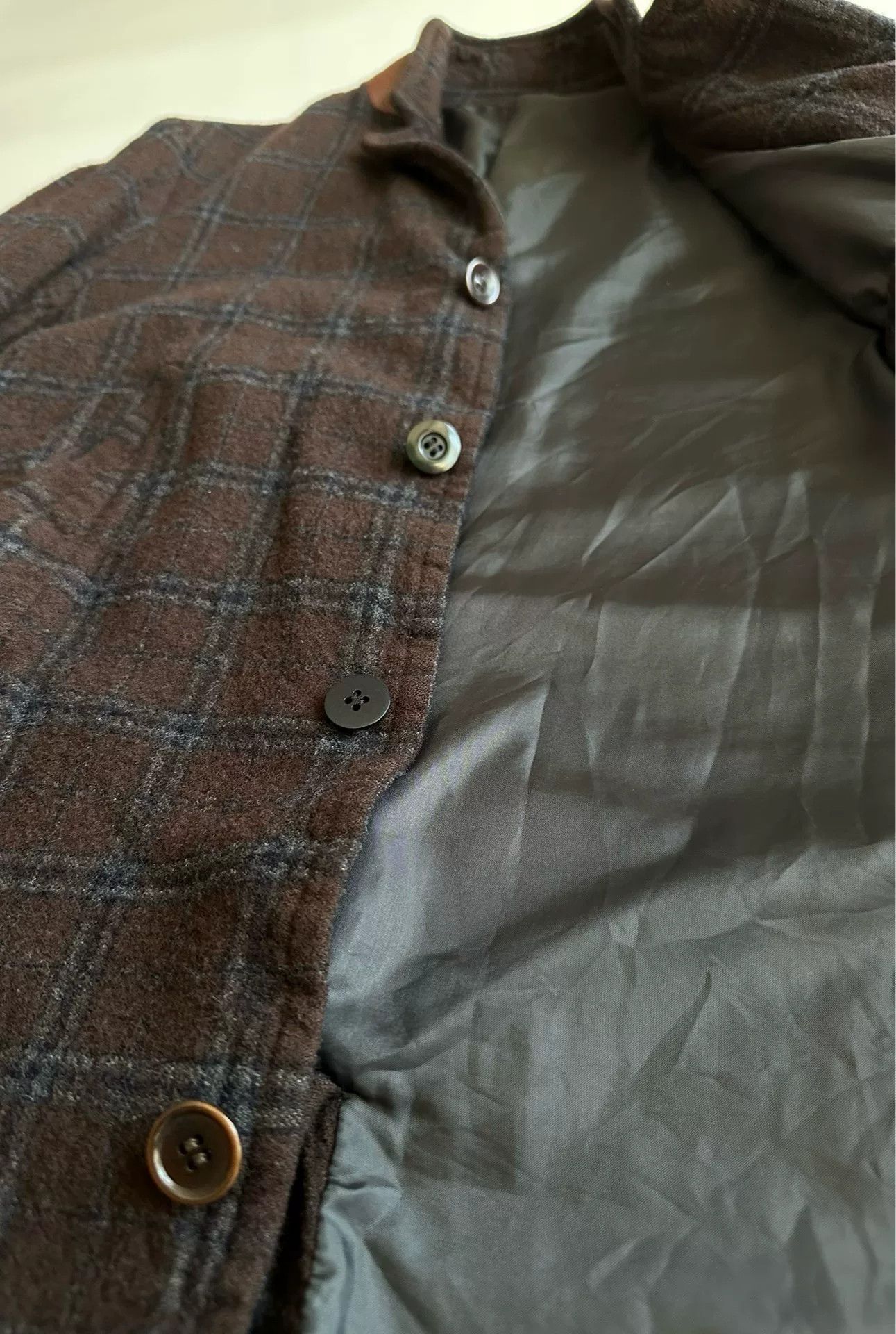Undercover UNDERCOVER Leather Collar Check Coat Size US M / EU 48-50 / 2 - 5 Thumbnail