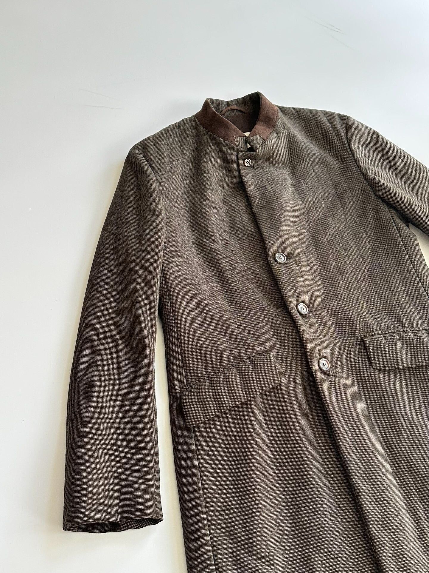 Dries Van Noten Dries Van Noten Brown Collarless Coat Size US S / EU 44-46 / 1 - 3 Thumbnail