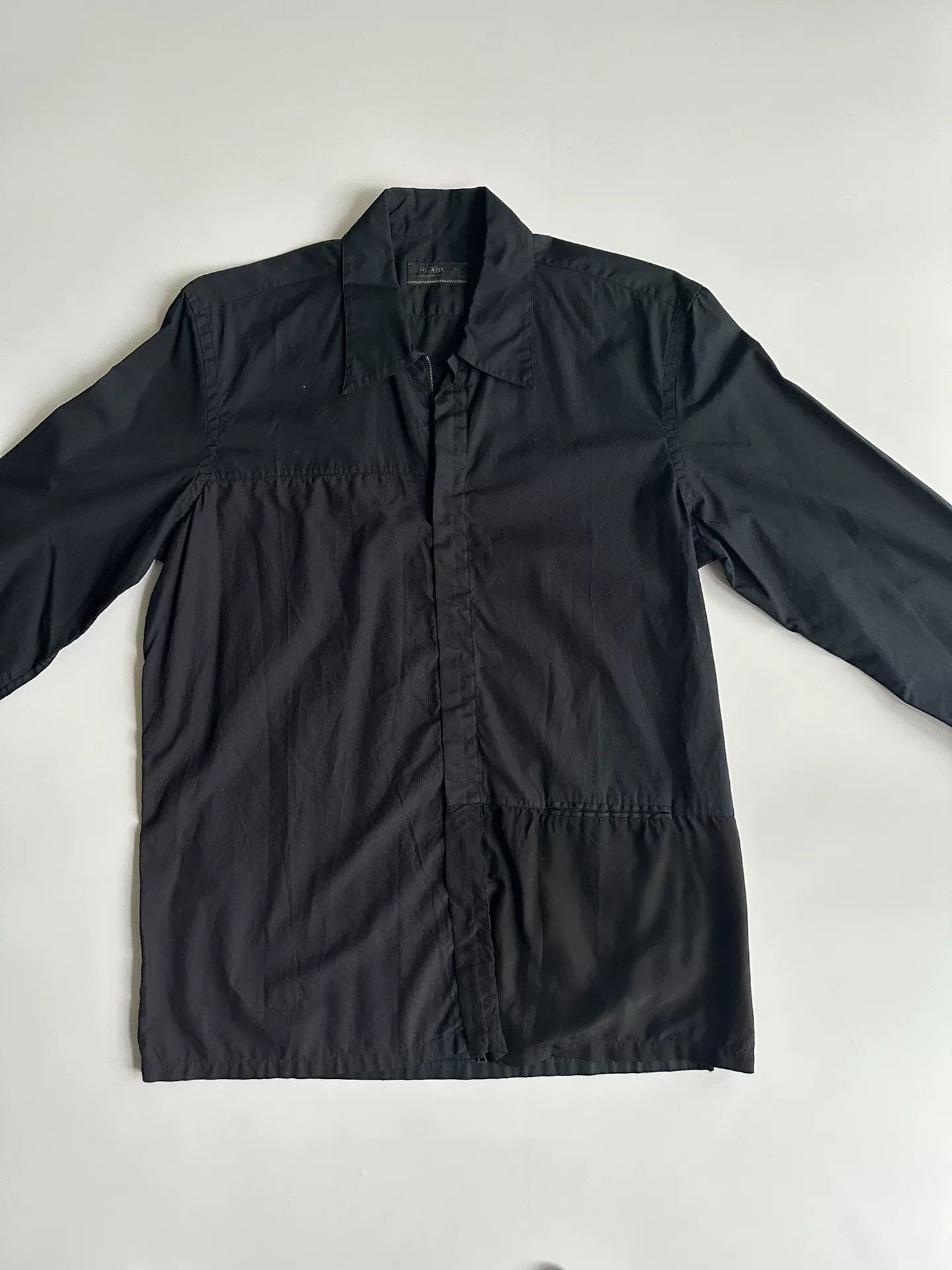 Prada Prada Mixed Fabric Zip Shirt Size US S / EU 44-46 / 1 - 2 Thumbnail
