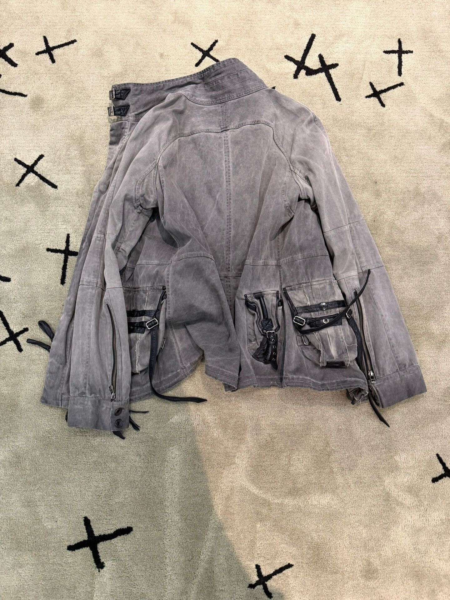 KMRii Gray Denim Jacket with Leather Straps Size US L / EU 52-54 / 3 - 3 Thumbnail