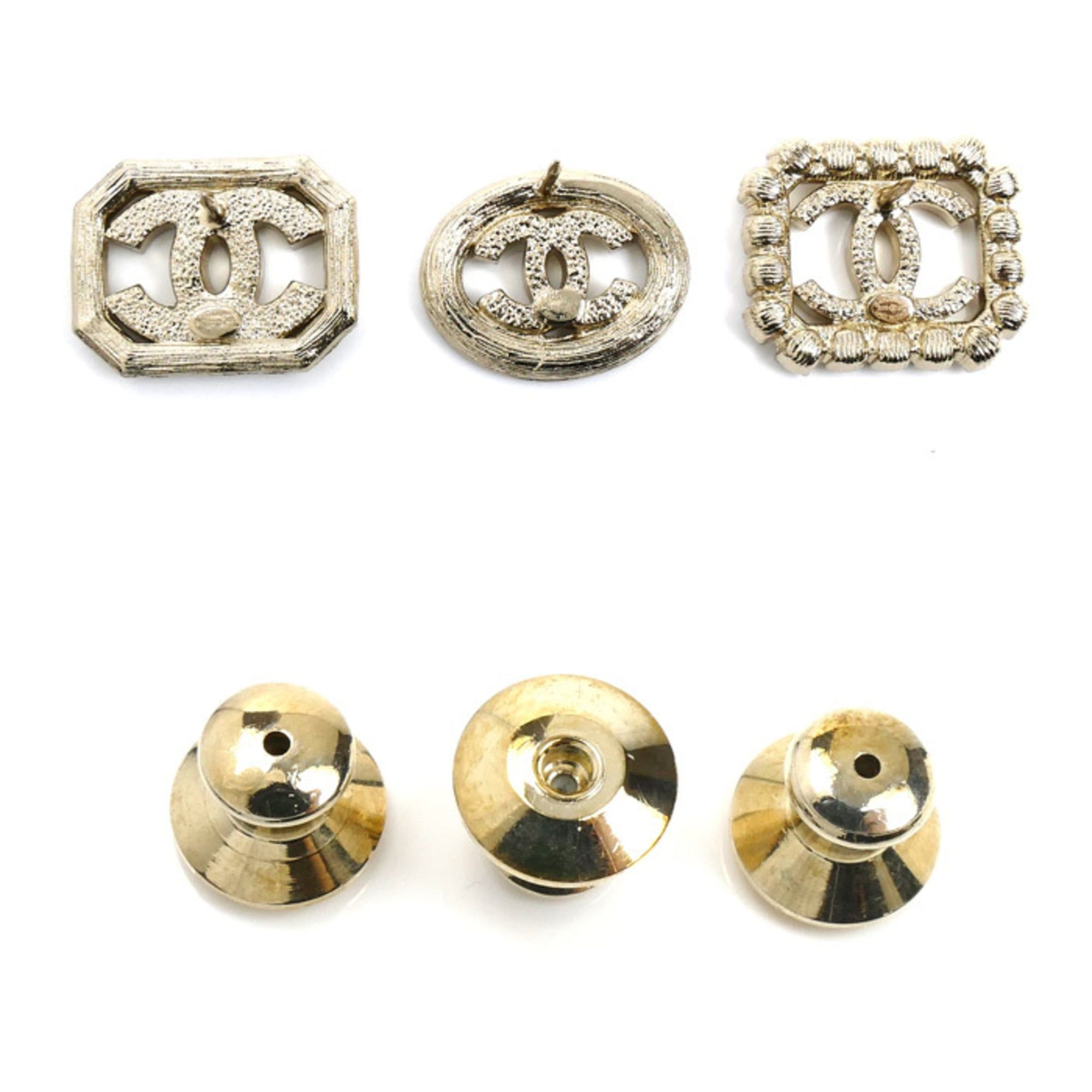 Chanel CHANEL Metal Rhinestone Coco Mark 3-Piece Brooch Set for Women Size ONE SIZE - 3 Thumbnail