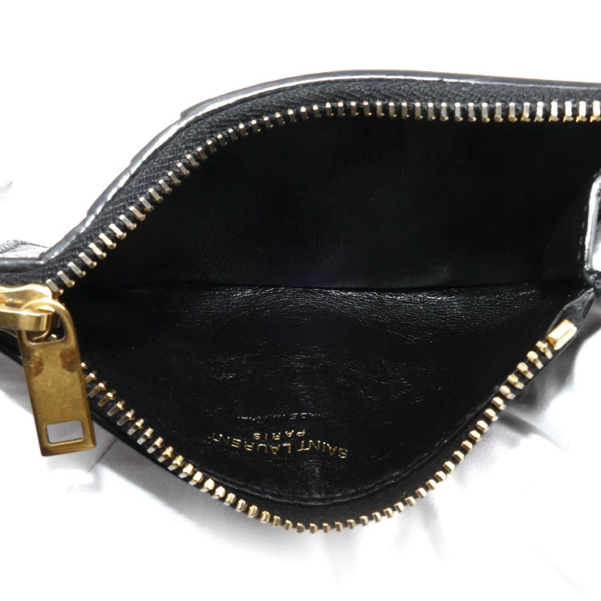 Saint Laurent Paris SAINT LAURENT Tiny Cassandra Fragment Zip Business Card Case/Card Case/Wallet/Coin Case Black 847962 Women's Size ONE SIZE - 3 Thumbnail