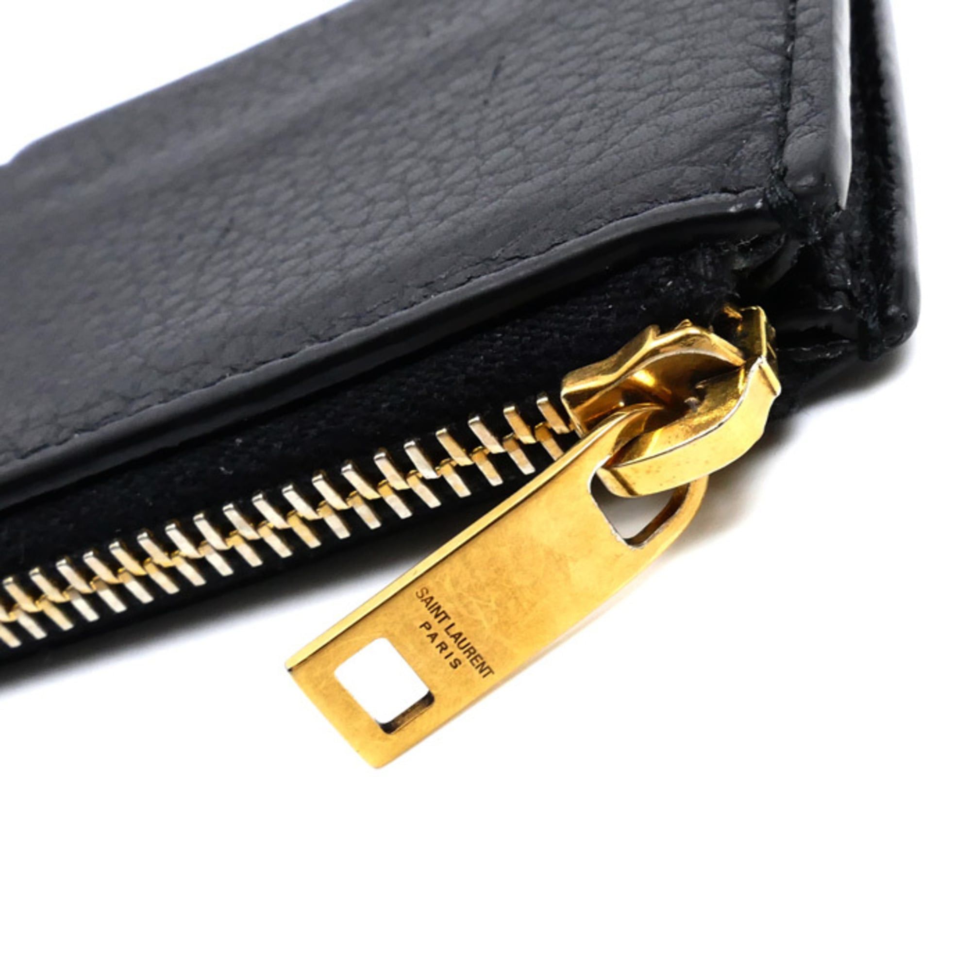 Saint Laurent Paris SAINT LAURENT Tiny Cassandra Fragment Zip Business Card Case/Card Case/Wallet/Coin Case Black 847962 Women's Size ONE SIZE - 4 Thumbnail