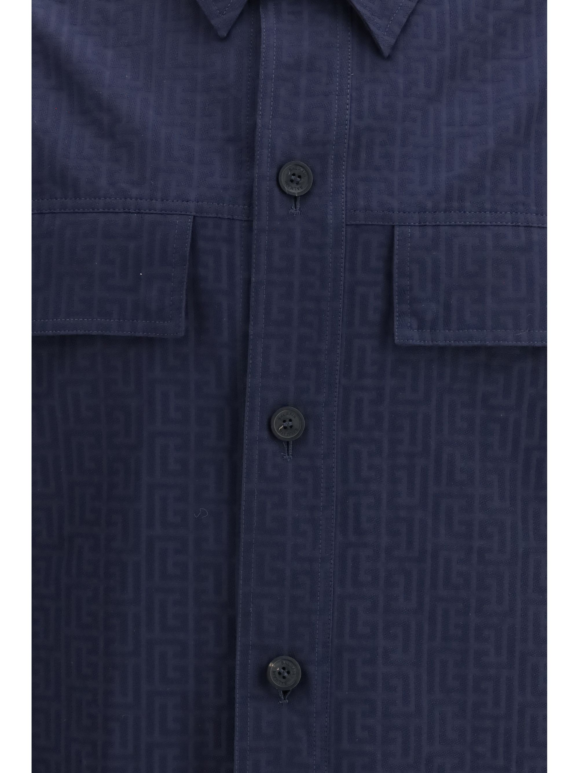Balmain Cotton monogram jacquard Overshirt Size US L / EU 52-54 / 3 - 3 Thumbnail