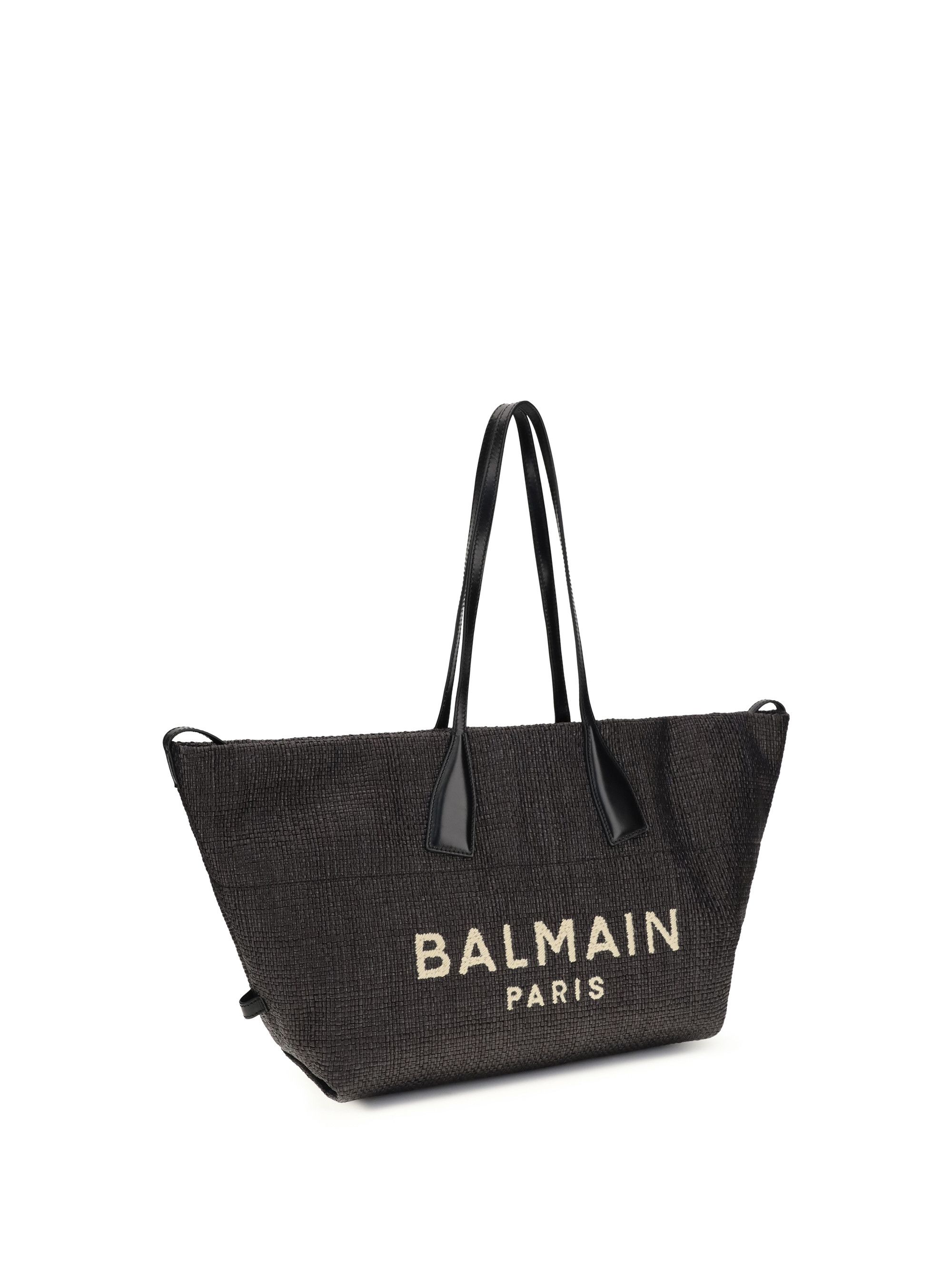 Balmain Track Shoulder Bag in leather and raffia Size ONE SIZE - 2 Thumbnail
