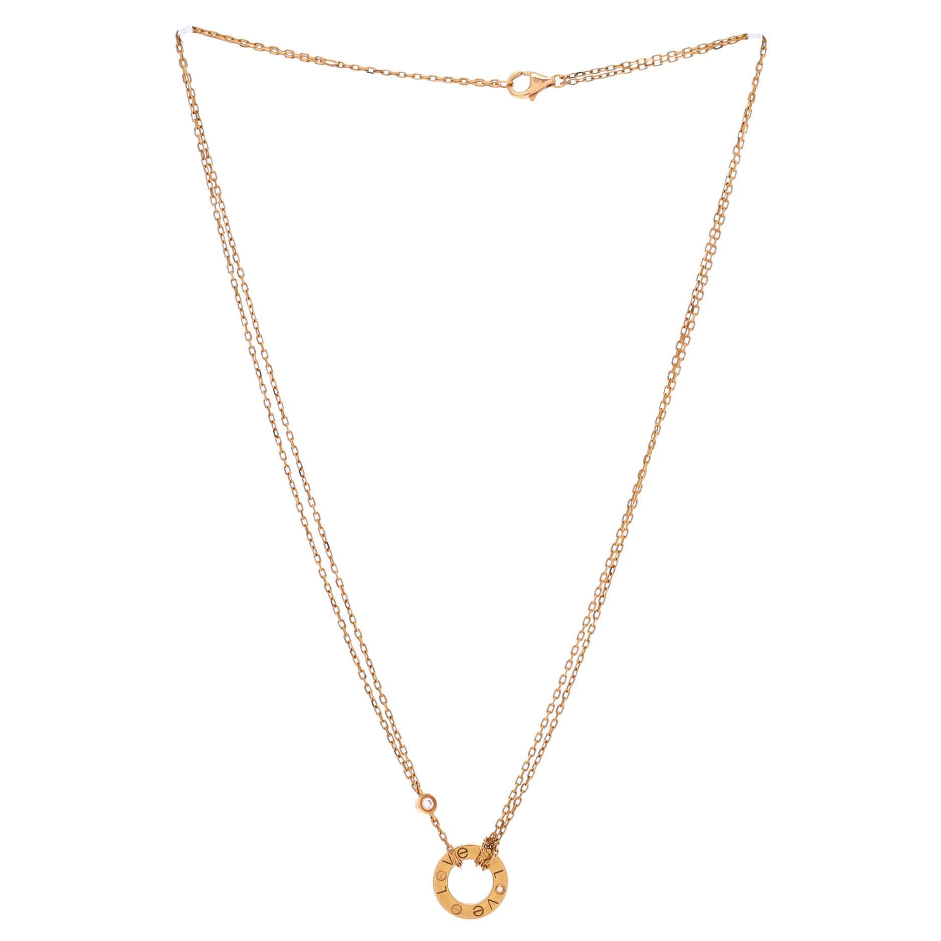 Cartier 2 Diamonds Love Pendant Necklace Size ONE SIZE - 2 Thumbnail