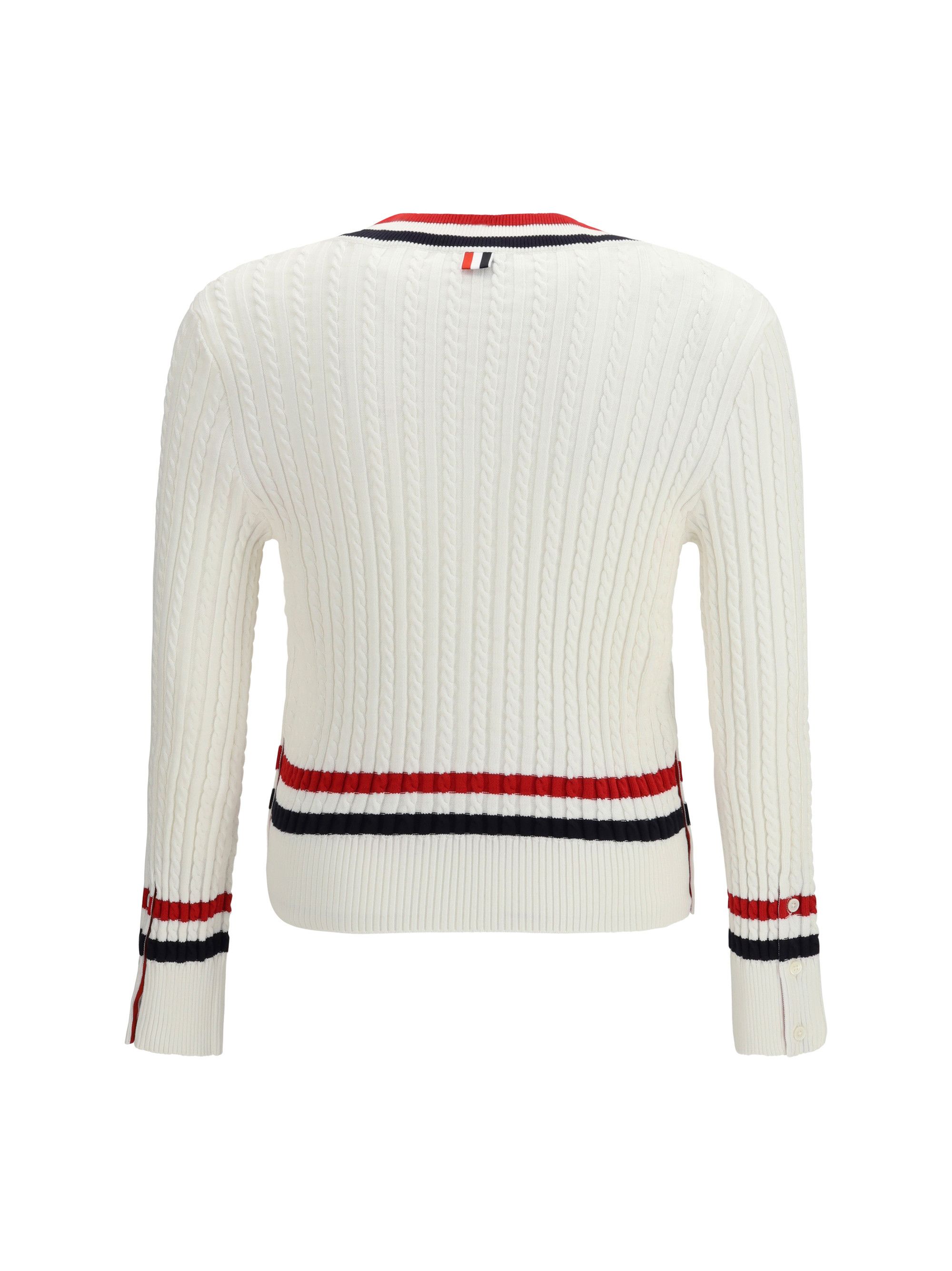 Thom Browne Intarsia cable-knit V-neck Sweater Size US M / EU 48-50 / 2 - 2 Thumbnail