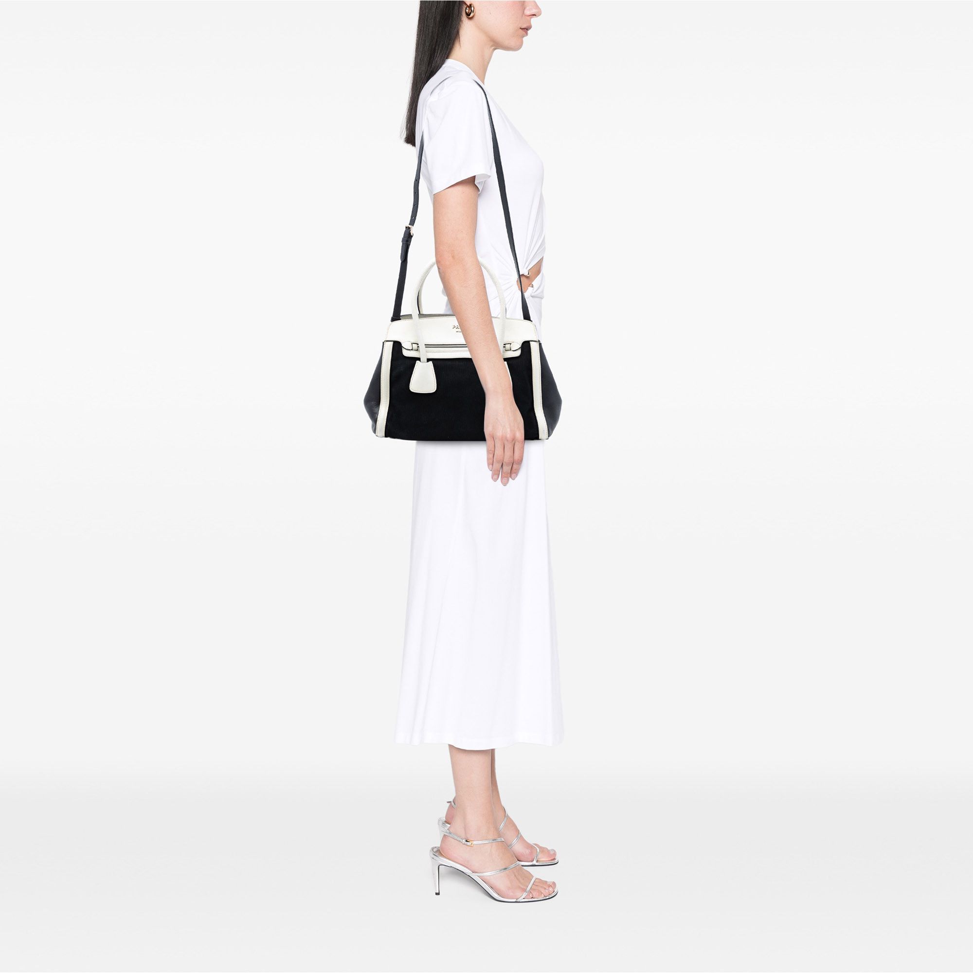 Prada Prada Bicolor Saffiano Cuir Trimmed Canvas Satchel Size ONE SIZE - 7 Thumbnail
