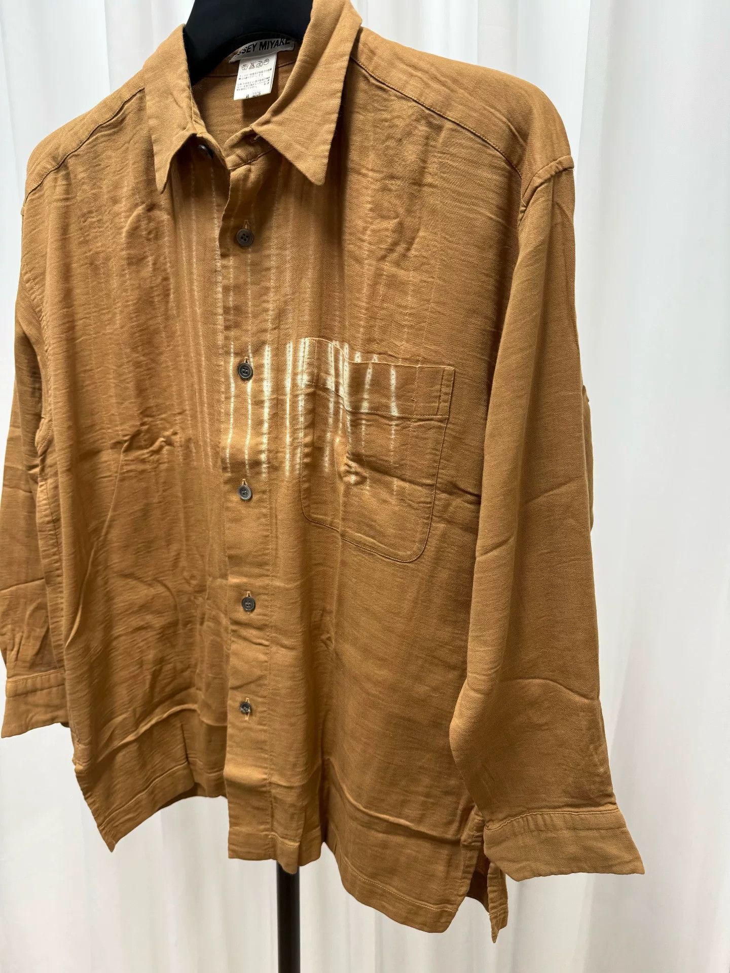 Issey Miyake Issey Miyake Striped Shirt in Brown Size US M / EU 48-50 / 2 - 2 Thumbnail