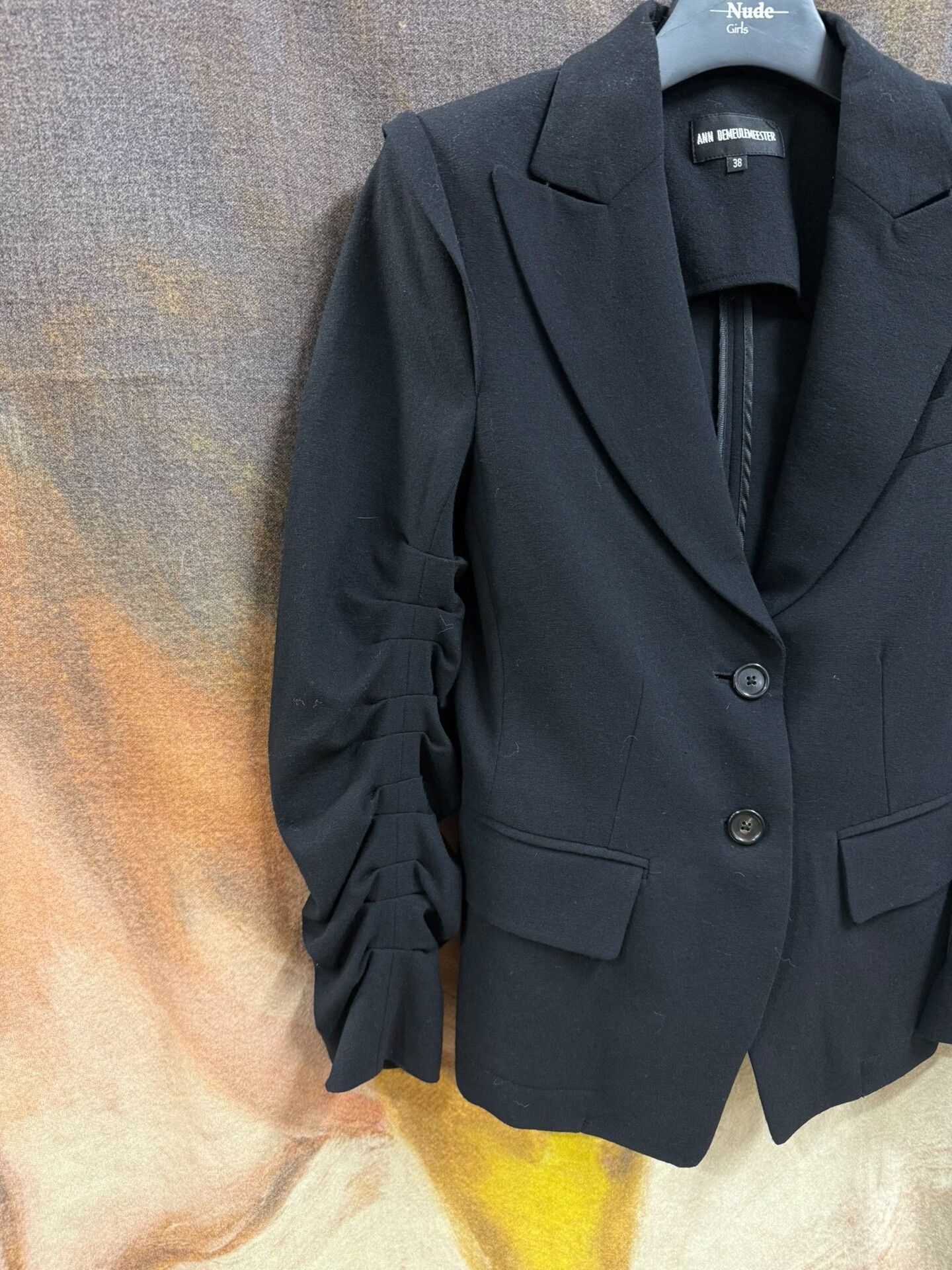 Ann Demeulemeester Elegant Black Ruched Sleeve Blazer Size US S / EU 44-46 / 1 - 3 Thumbnail