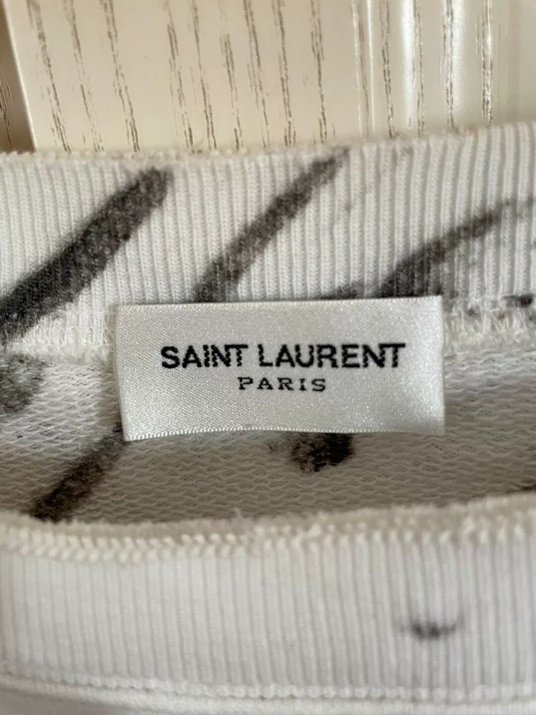 Saint Laurent Paris Saint Laurent Marble Print White Hoodie Size US S / EU 44-46 / 1 - 4 Thumbnail