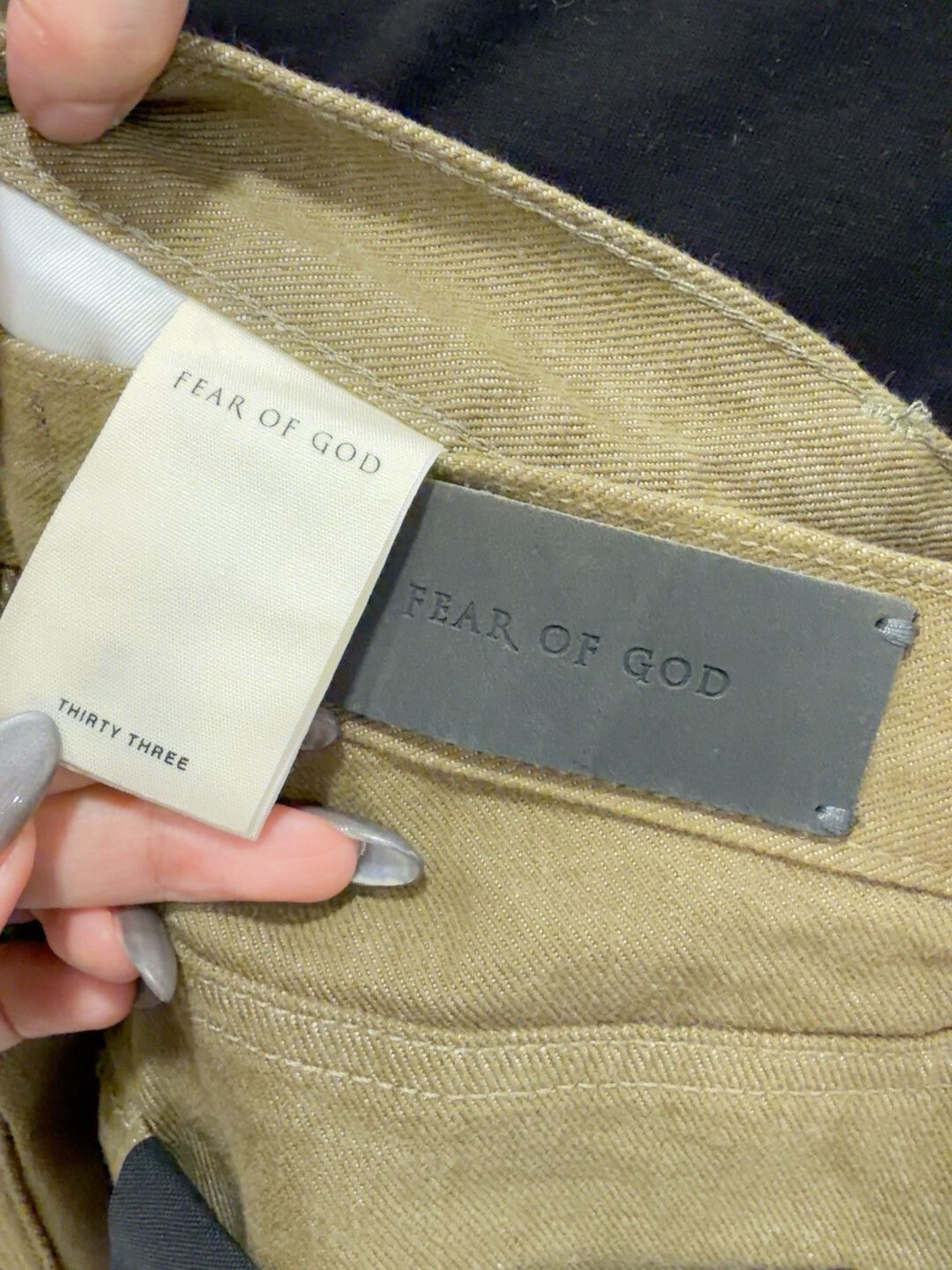 Fear of God Fear of God Olive Green Denim Pants Size US 33 - 4 Thumbnail