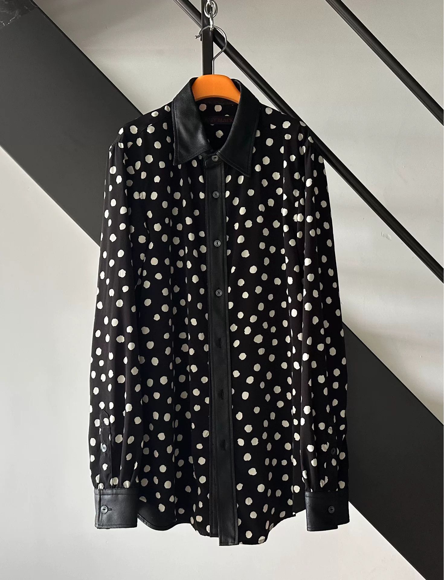 Japanese Brand Jury Black Polka Dot Shirt Size US L / EU 52-54 / 3 - 3 Thumbnail